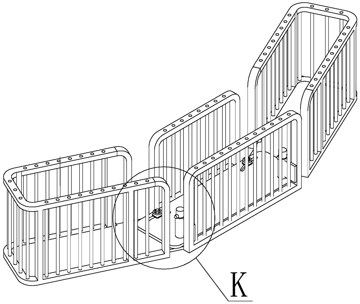 A rope-holding construction hanging basket for chimney navigation mark paint and its construction method