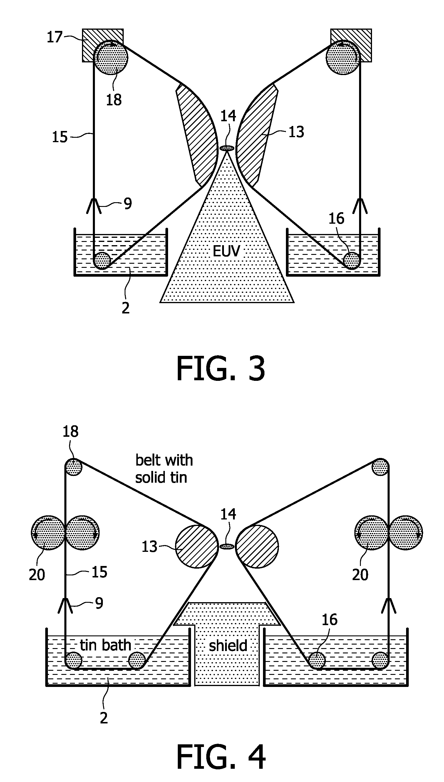 EUV plasma discharge lamp with conveyor belt electrodes