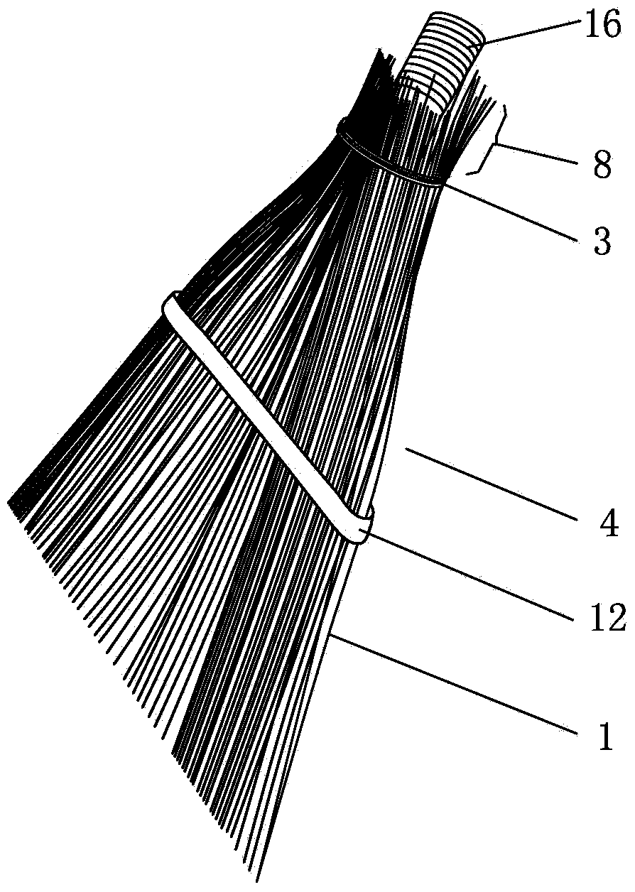 Outdoor plastic broom and production technology thereof