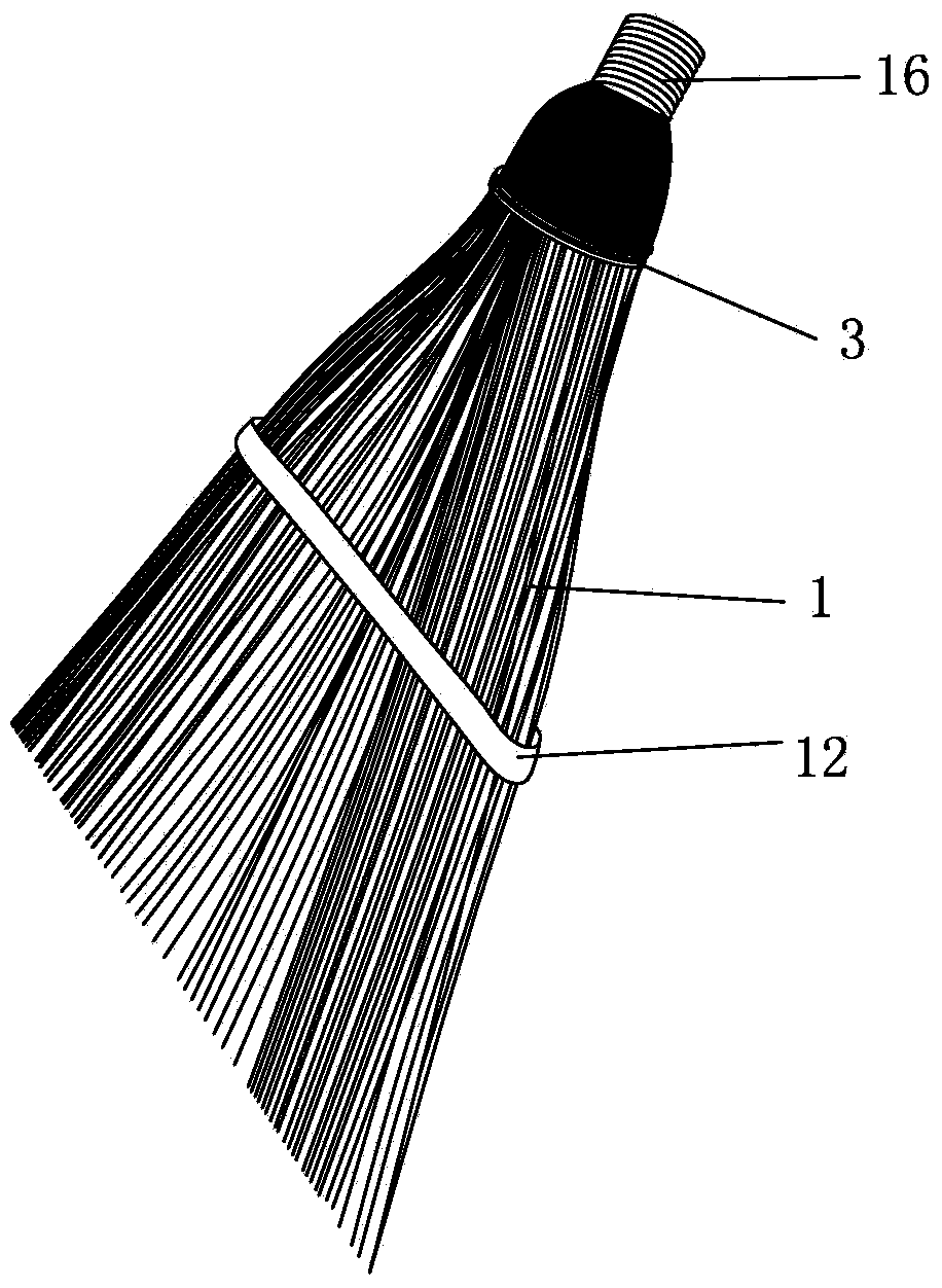 Outdoor plastic broom and production technology thereof