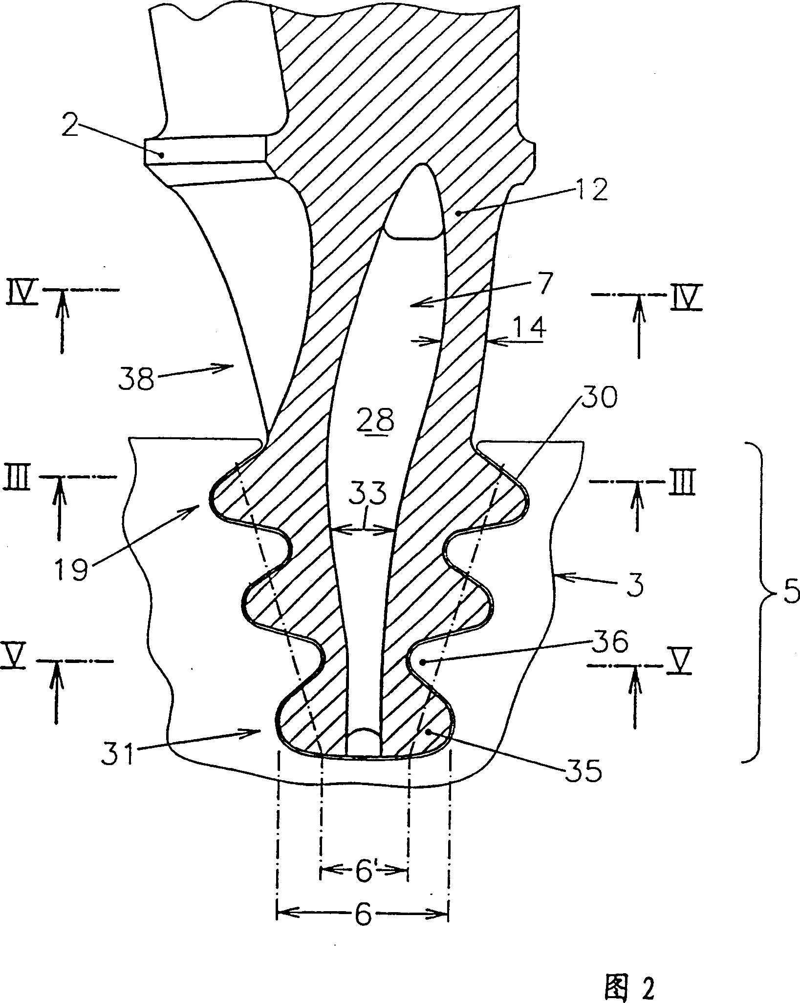 Moving turbine blade