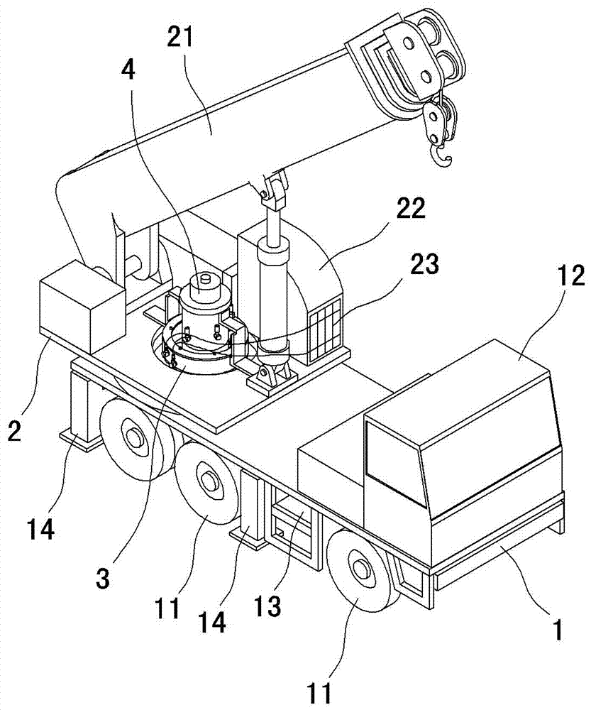 A car crane that uses the cooling water of the off-car engine to heat the lifting control room