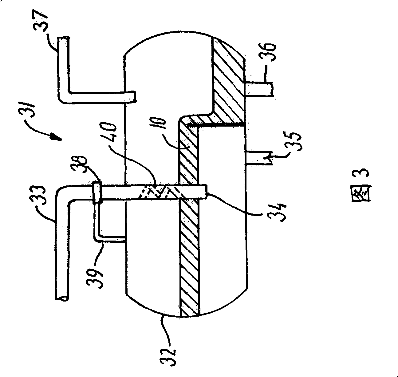 A gravity separator, and a method for separating a mixture containing water, oil, and gas