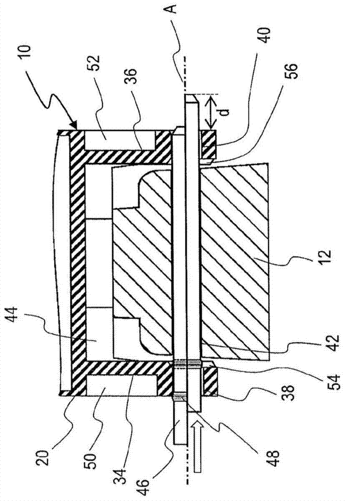 Coupling device between fluid reservoir and master brake cylinder of motor vehicle braking system