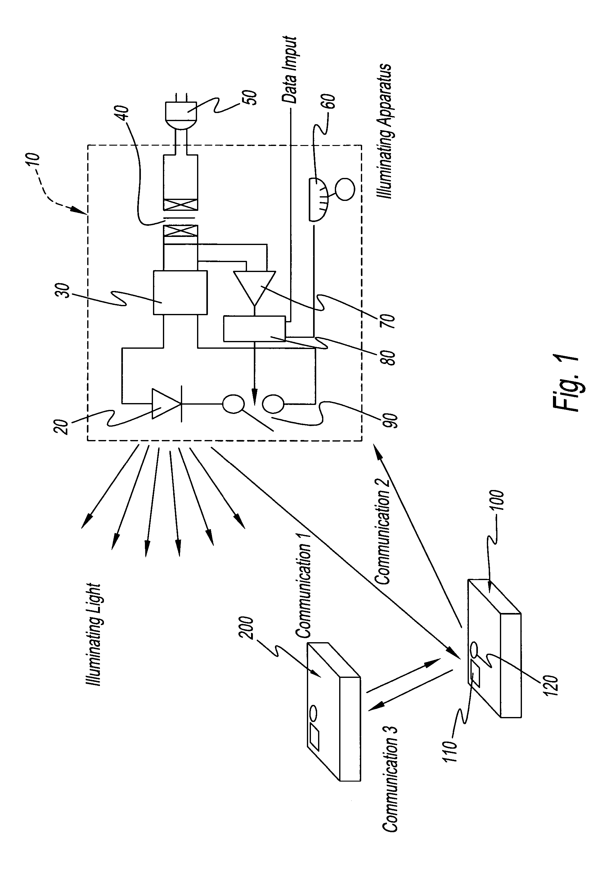 Light communication system and illumination apparatus therefor