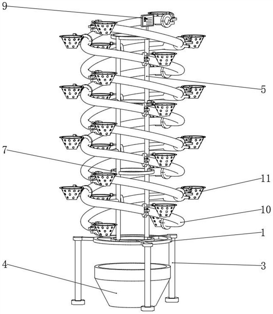 Fruit tree double helix structure three-dimensional cultivation frame