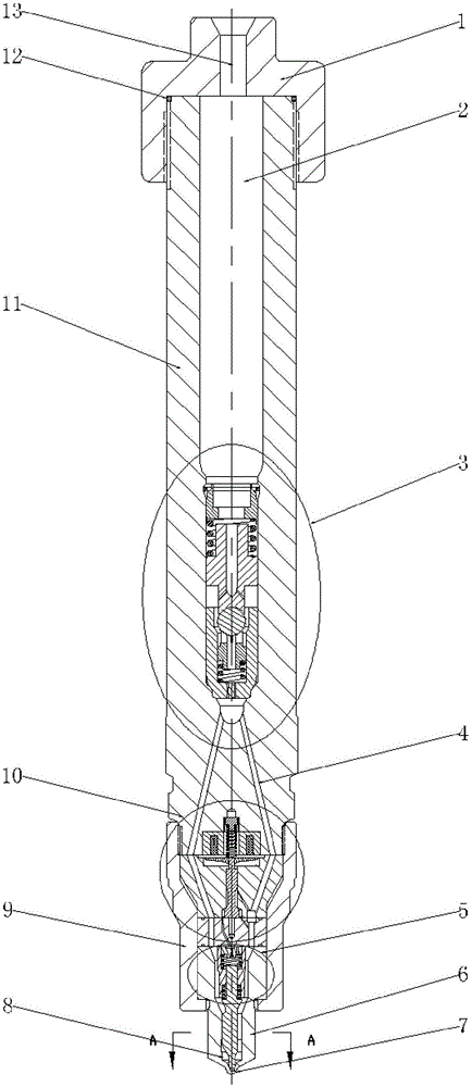 Micro-dynamic oil return resonance bypass type electronic fuel injector with hydraulic feedback function