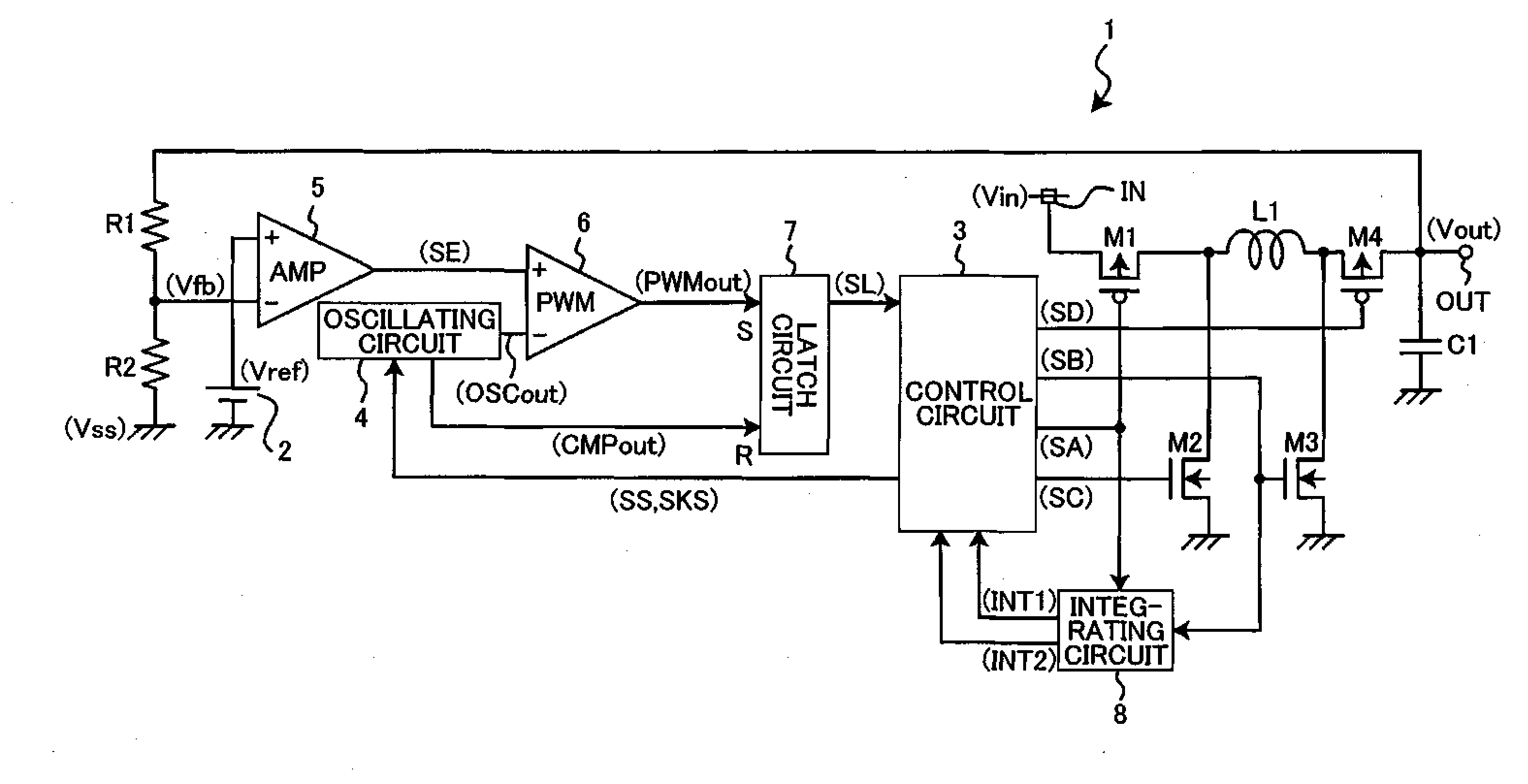 Voltage rising/falling type switching regulator and operation control method thereof