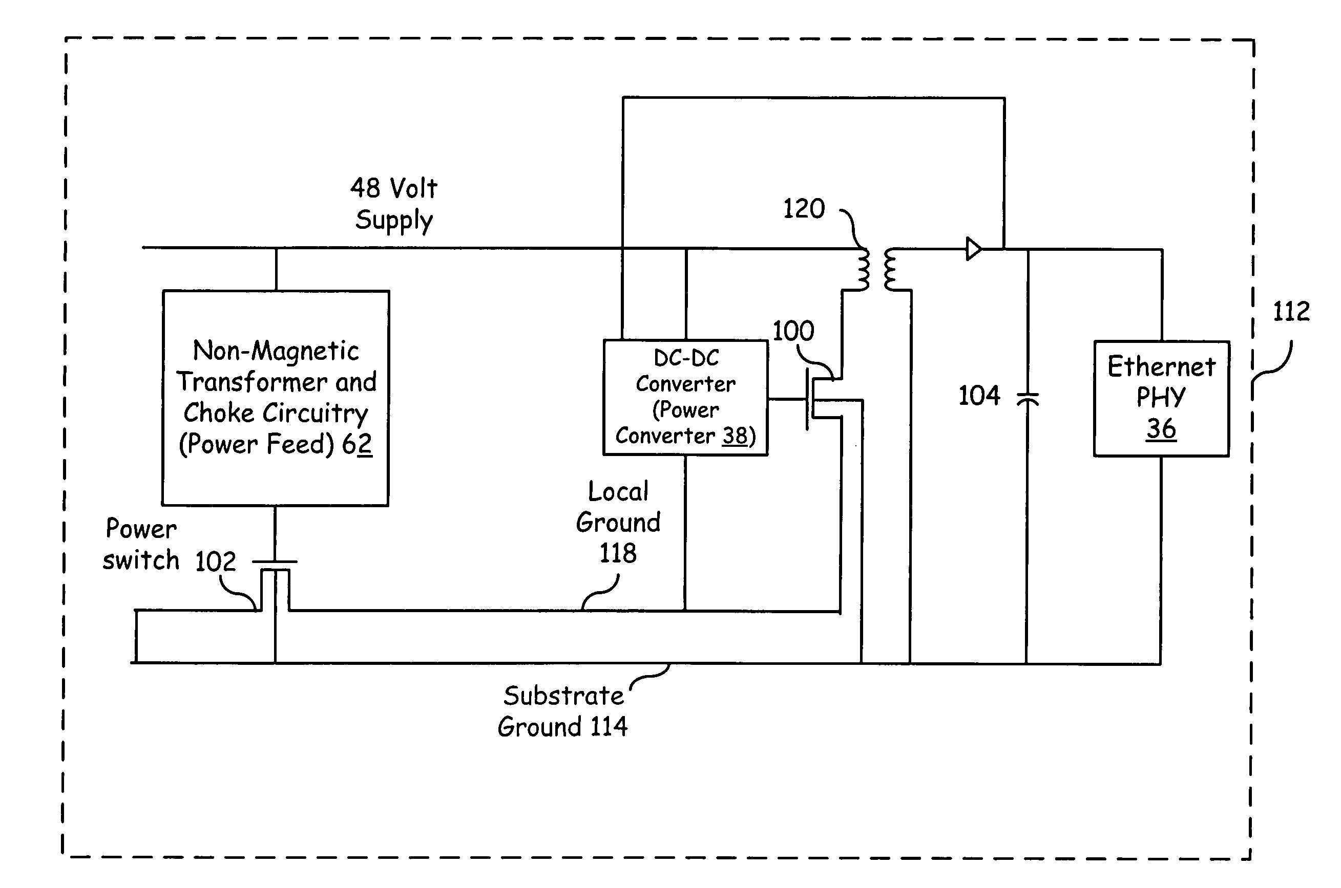 Integrated DC/DC converter substrate connections