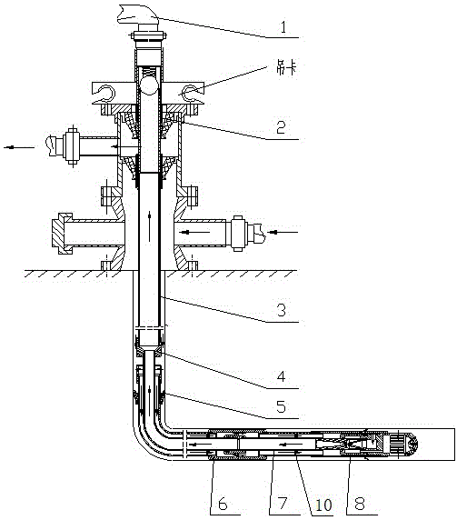 Horizontal well concentric tubing continuous negative pressure sand pump process tubular column