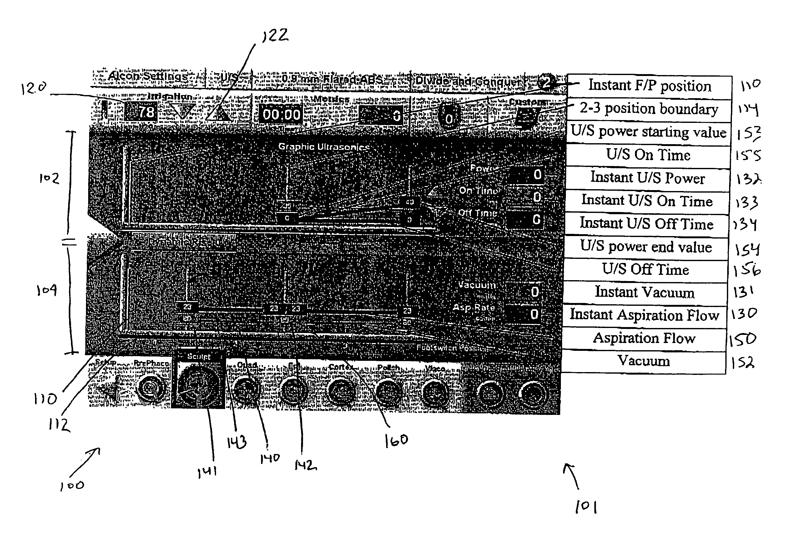 Graphical user interface system and method for representing and controlling surgical parameters