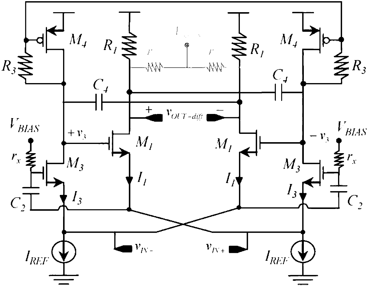 Low-power consumption and low-noise amplifier adopting noise cancellation technology