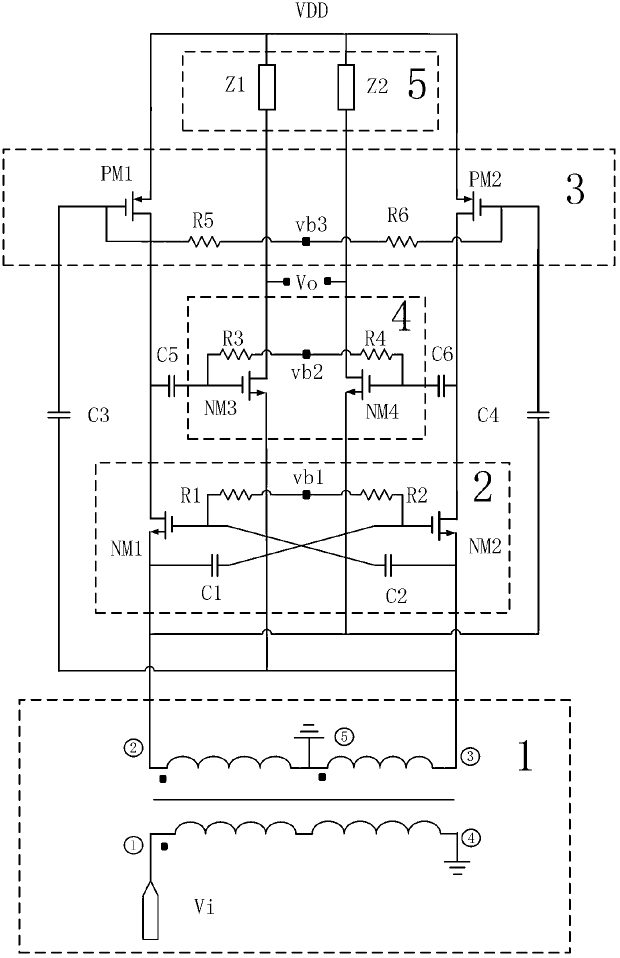 Low-power consumption and low-noise amplifier adopting noise cancellation technology