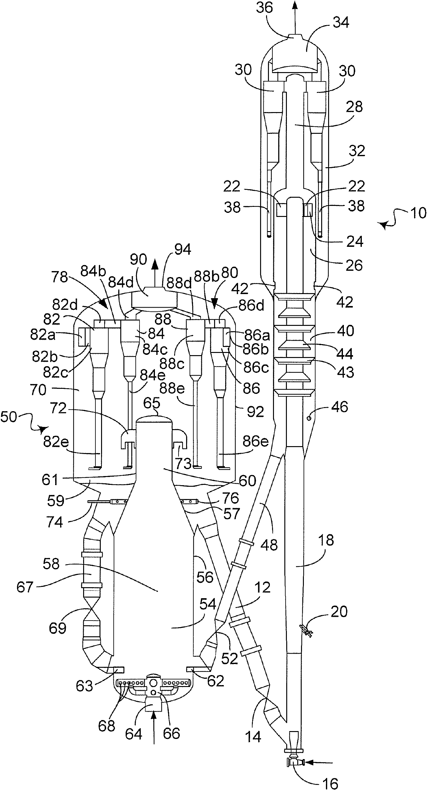 Process and apparatus for separating solids from gas