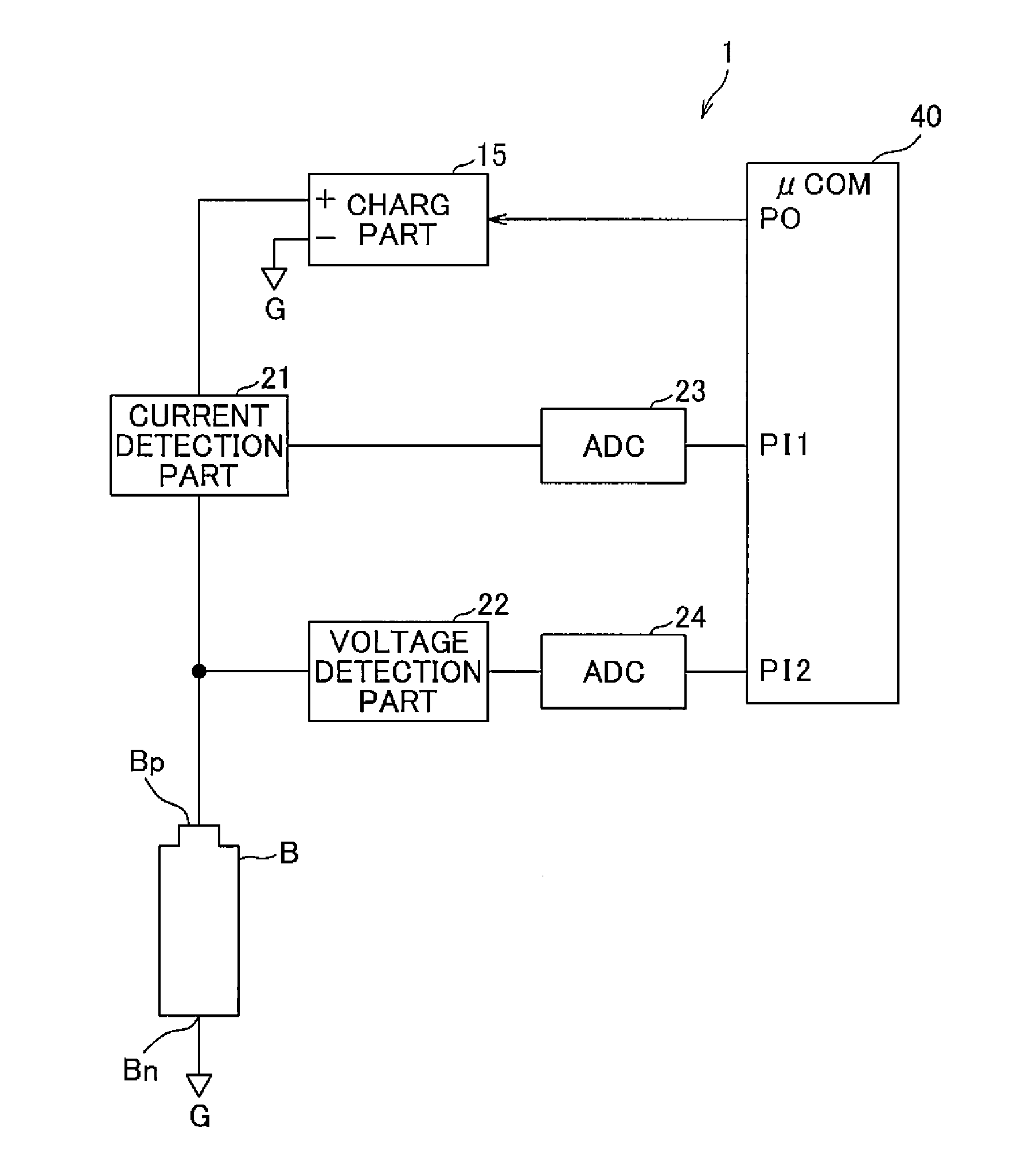 Battery state detection device