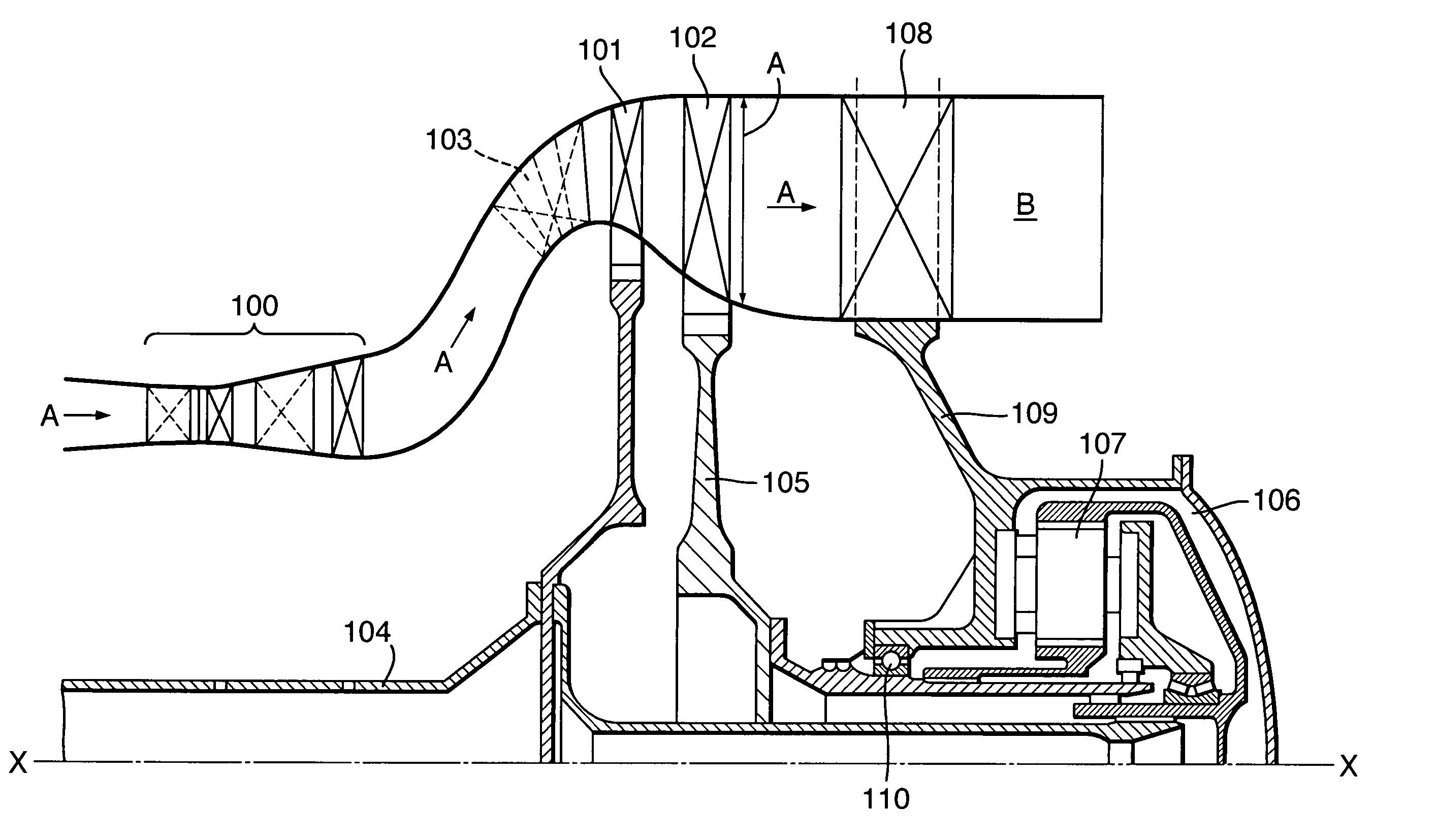 Counter-rotating turbine engine including a gearbox