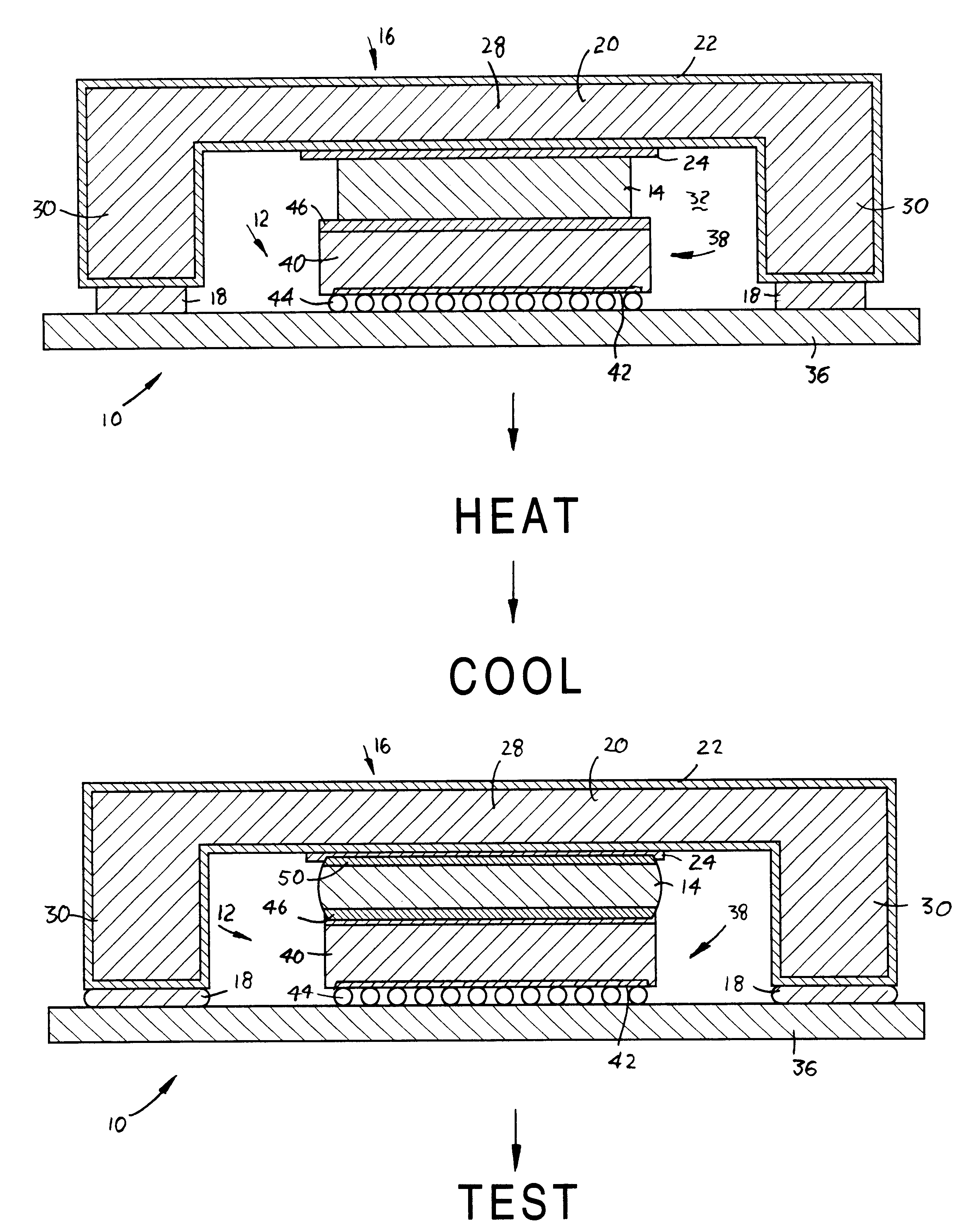 Electronic assembly having a wetting layer on a thermally conductive heat spreader