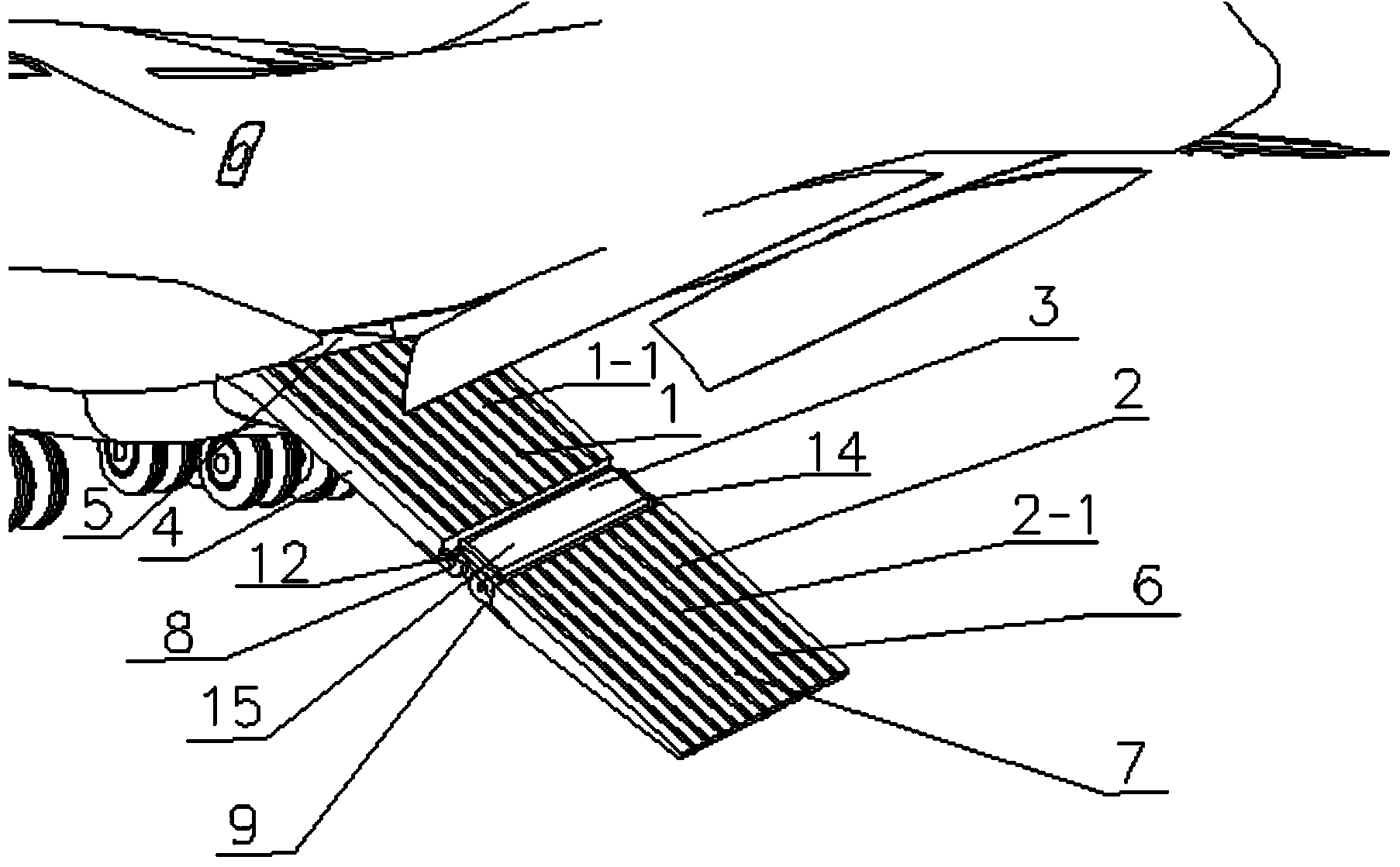 Transport plane rear cargo-bridge cabin-door structure capable of reducing cargo-bridge landing angle