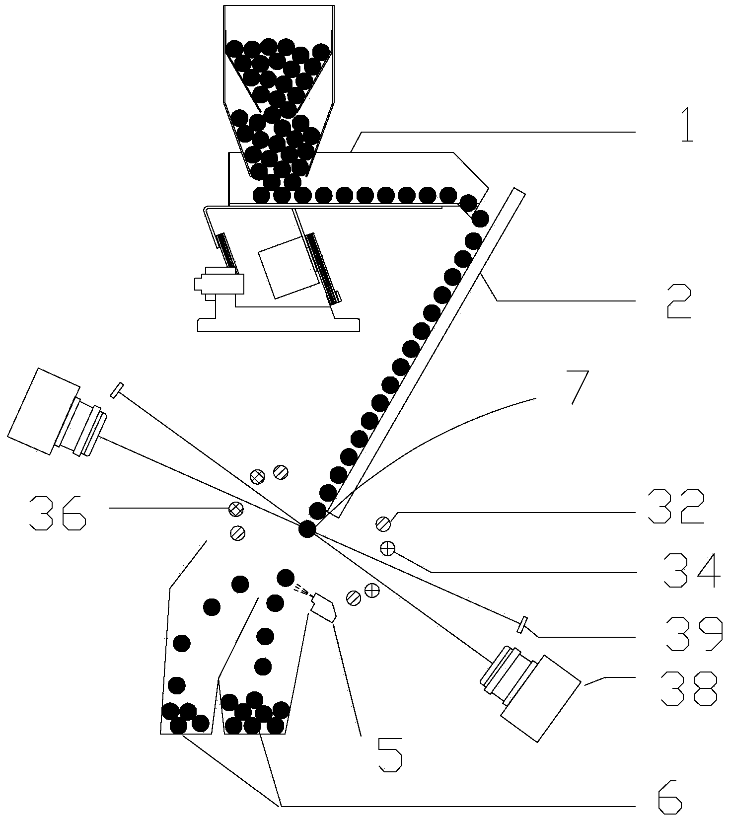 Detecting and sorting method and device for rice material