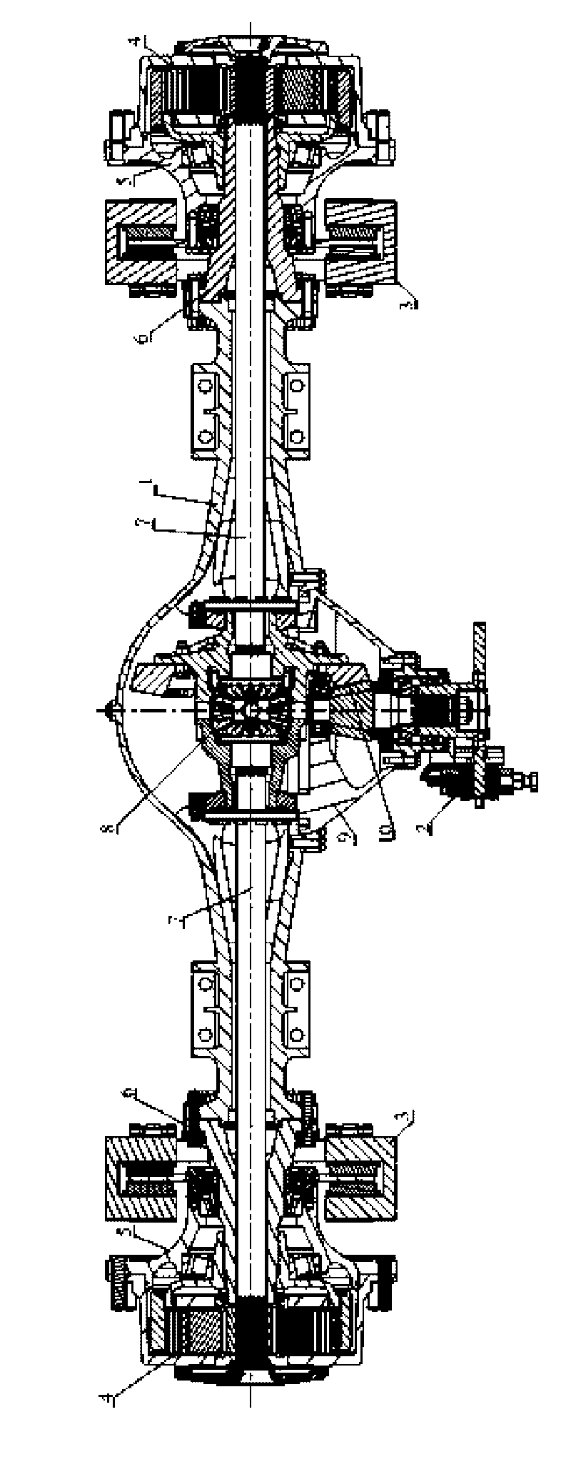 Driving front axle of large-speed ratio mining vehicle