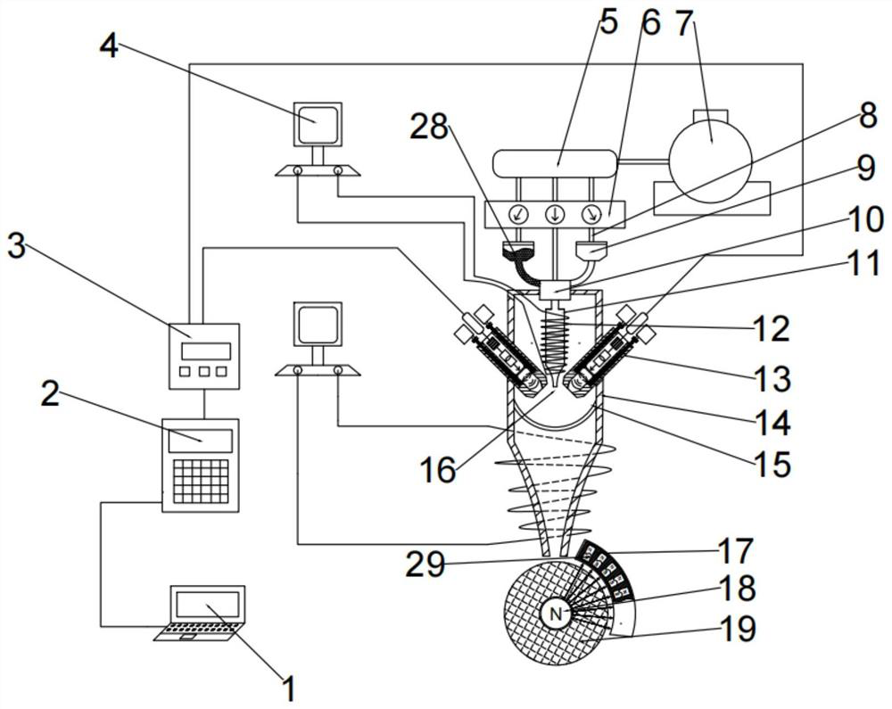 Nanometer lubrication grinding wheel grinding device and method based on magnetic weak strengthening impact implantation