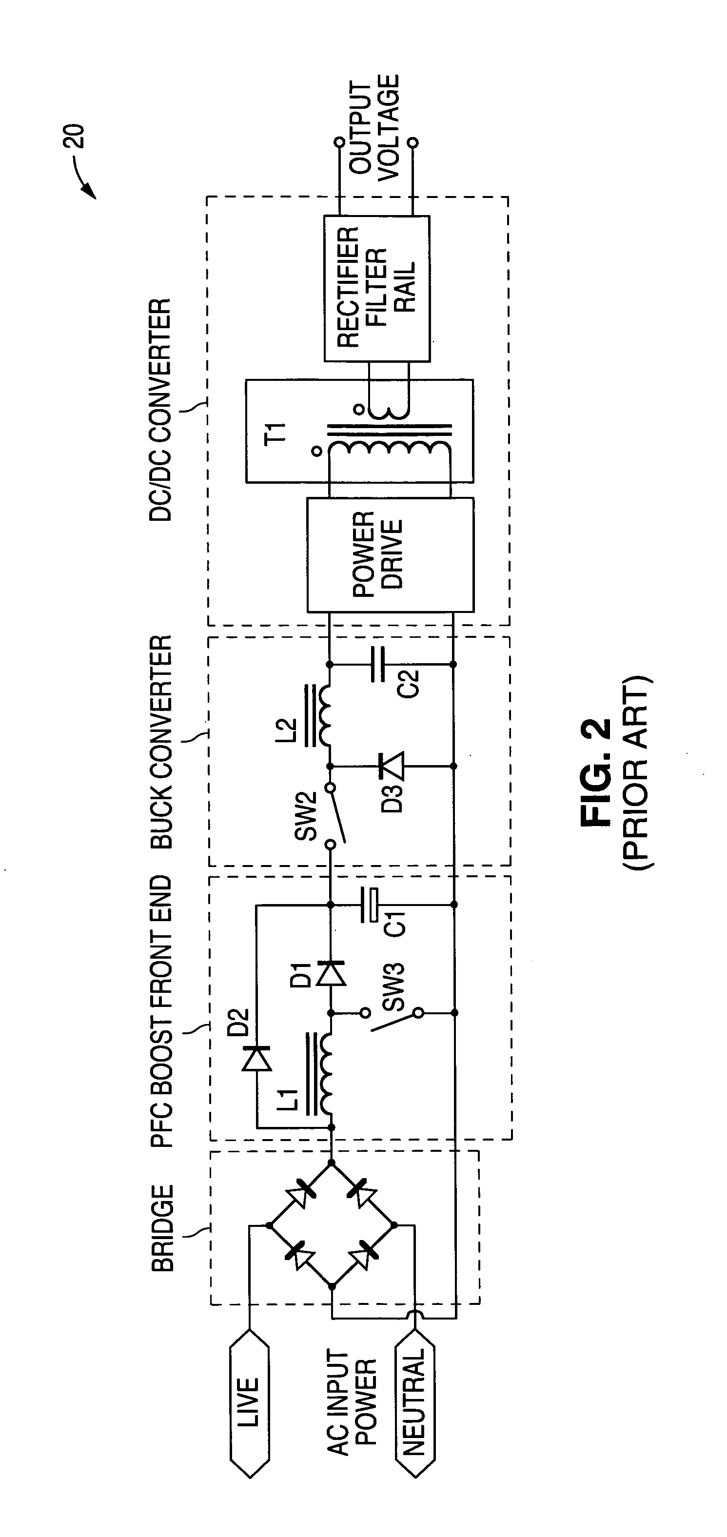 Circuit for maintaining hold-up time while reducing bulk capacitor size and improving efficiency in a power supply