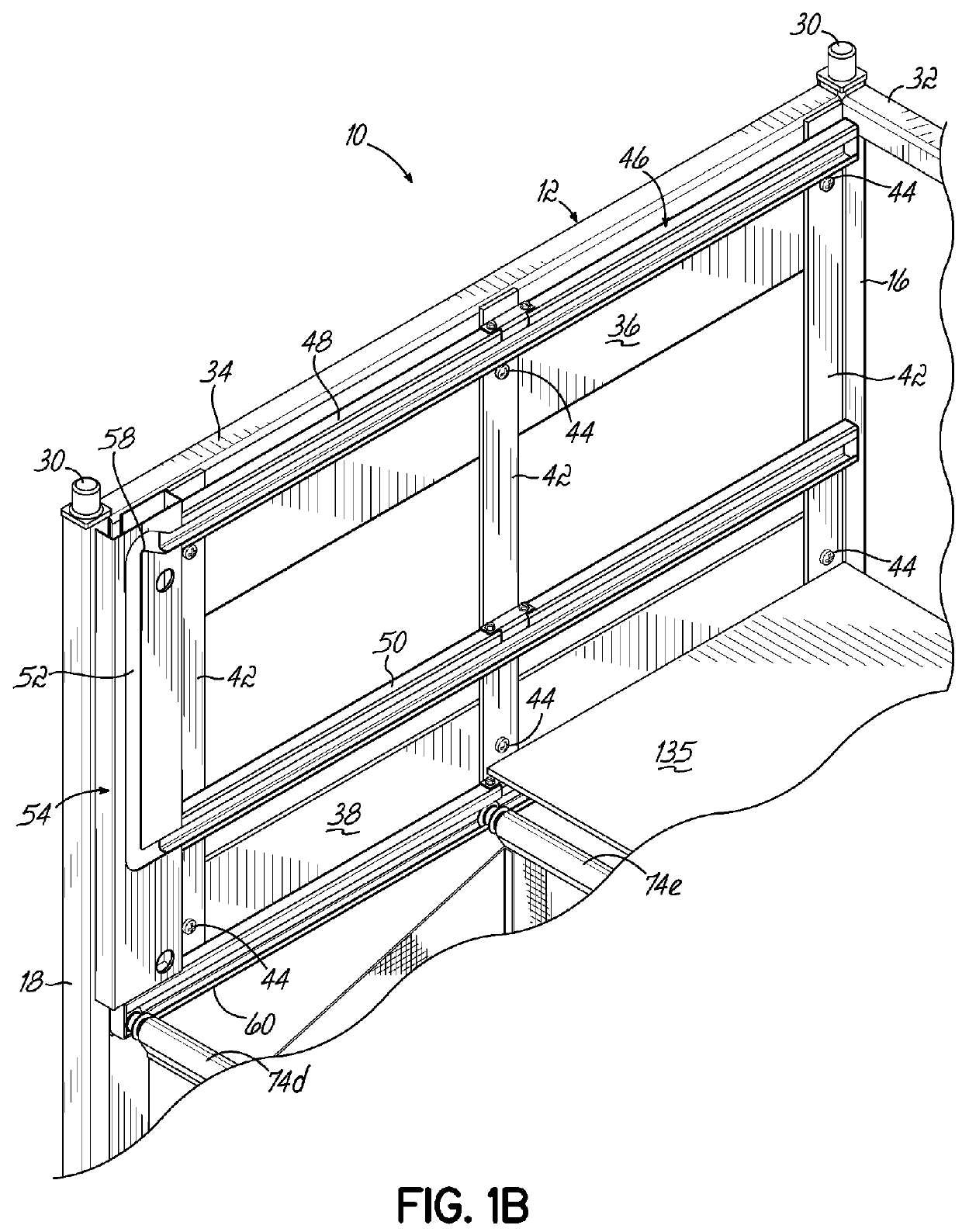 Container having multiple layers of tracks including at least one non-linear track