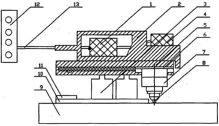 Printing device for printing label on surface of industrial product