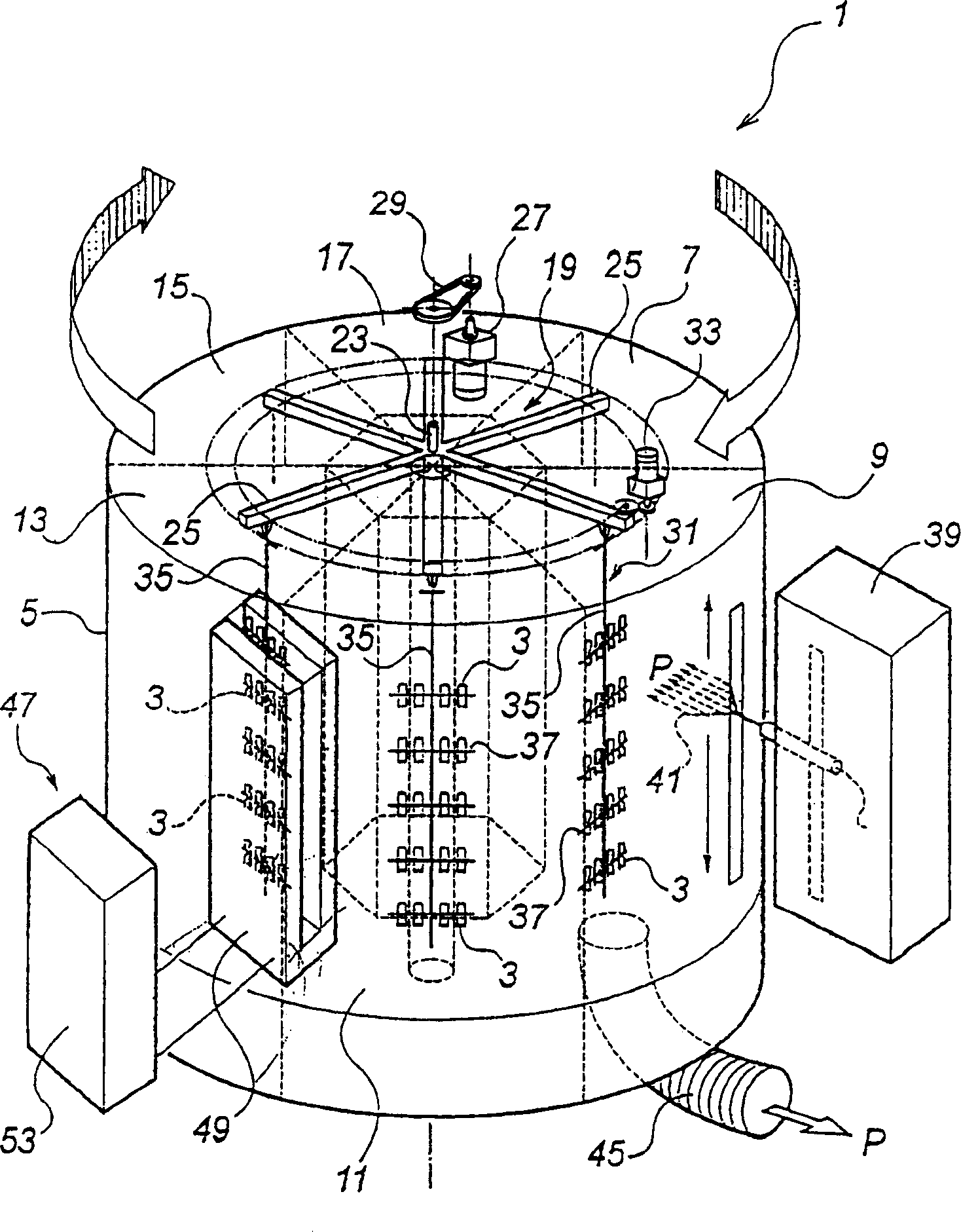 Device and method for coating powder