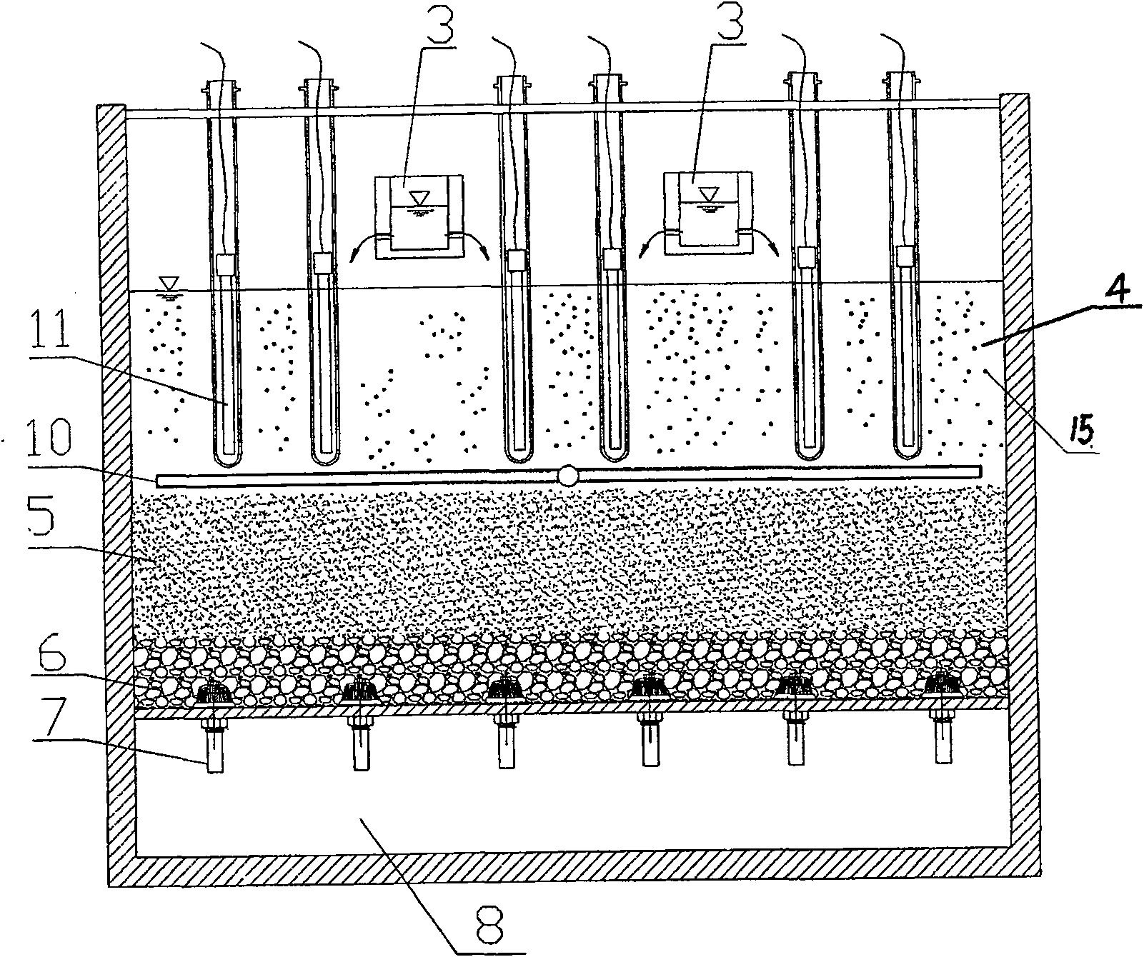 Photocatalysis aeration filter pool for water treatment