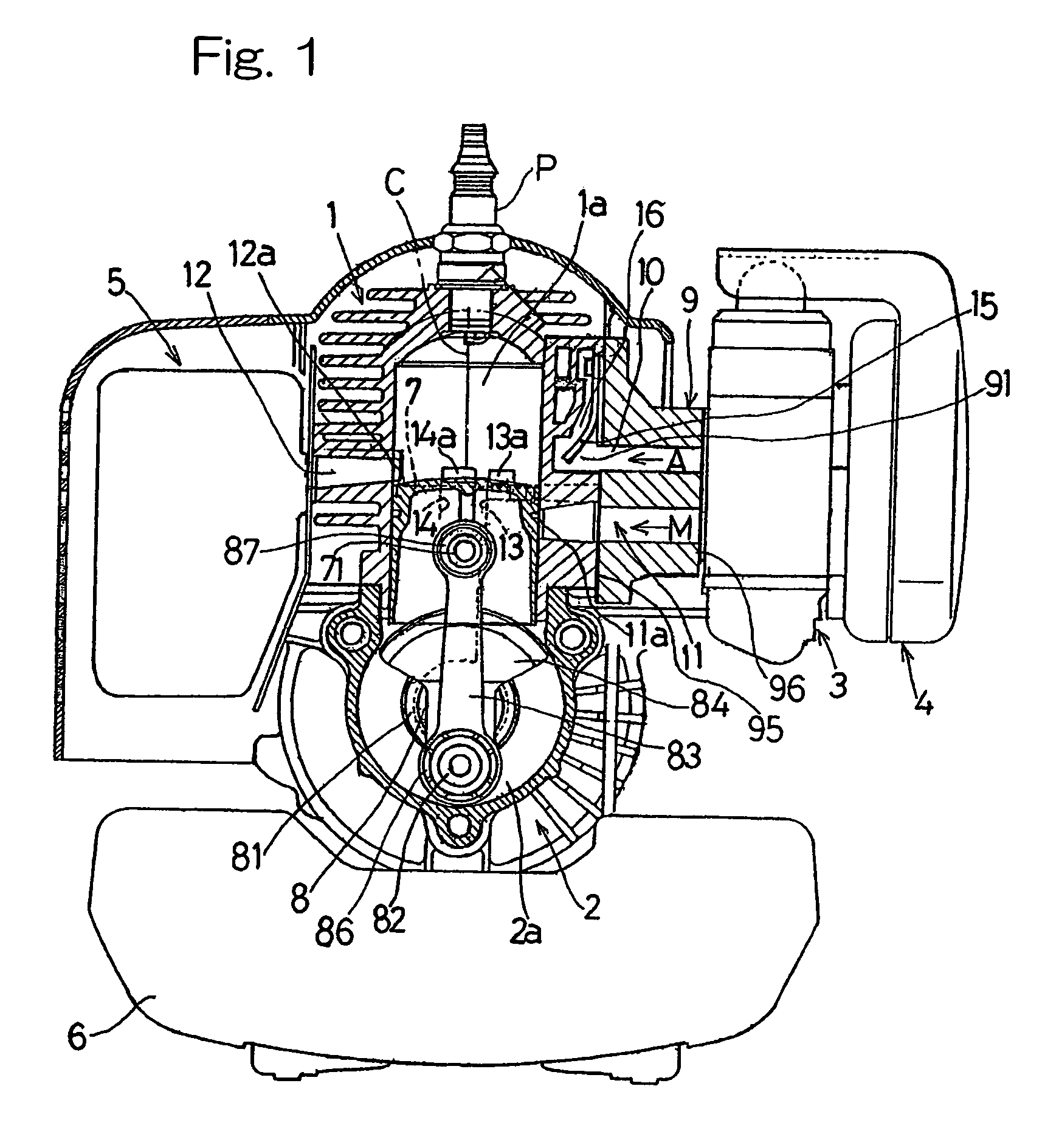 Two-cycle combustion engine with air scavenging system