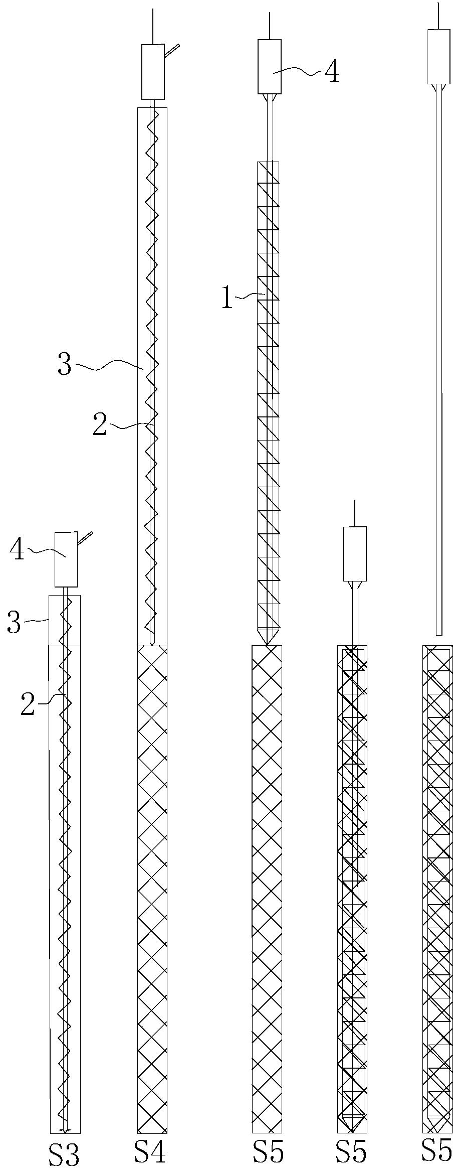 Construction method of full-casing follow-up long spiral drilling press-grouting secant pile