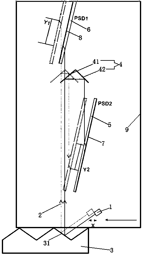 Differential displacement sensor with refractor and measuring method thereof