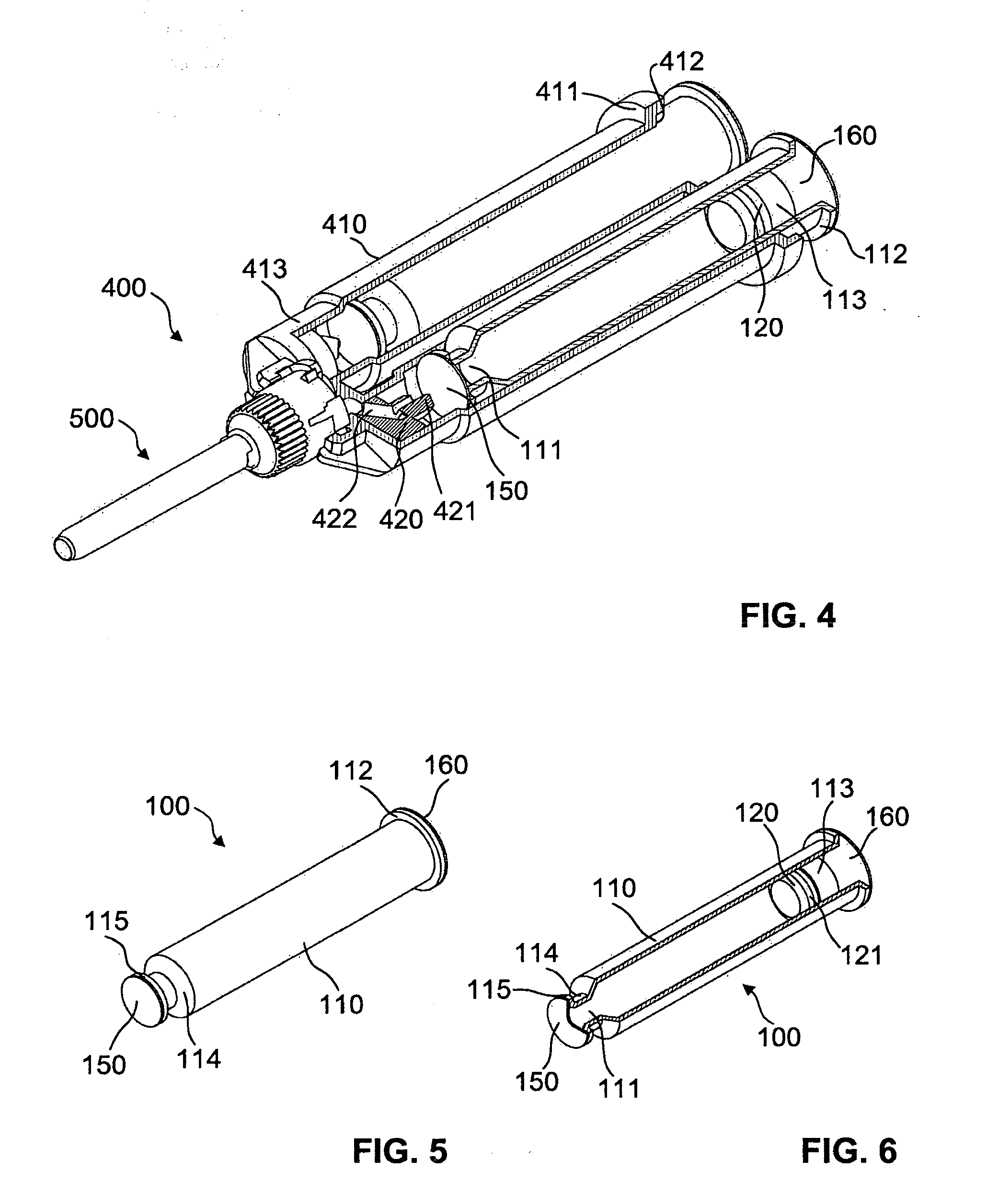 Sealed container comprising a displaceable piston