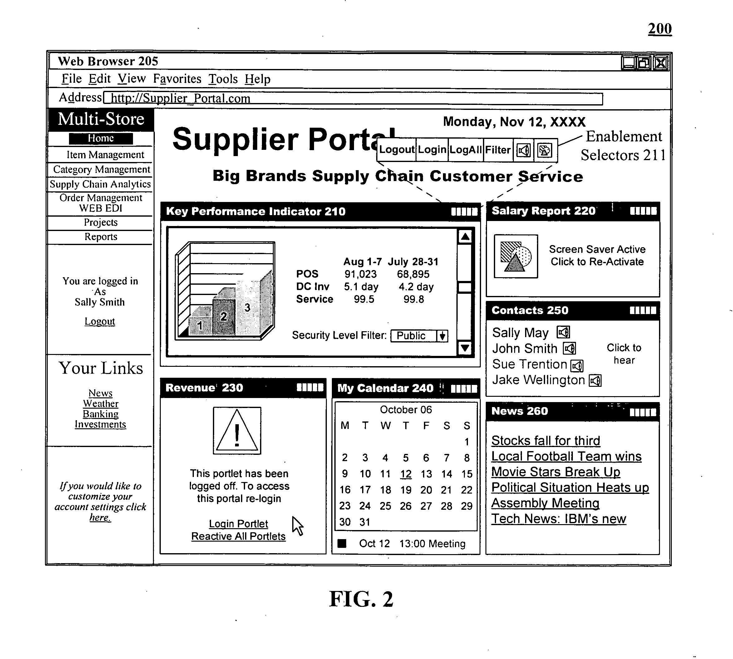 Portlets having different portlet specific enablement states