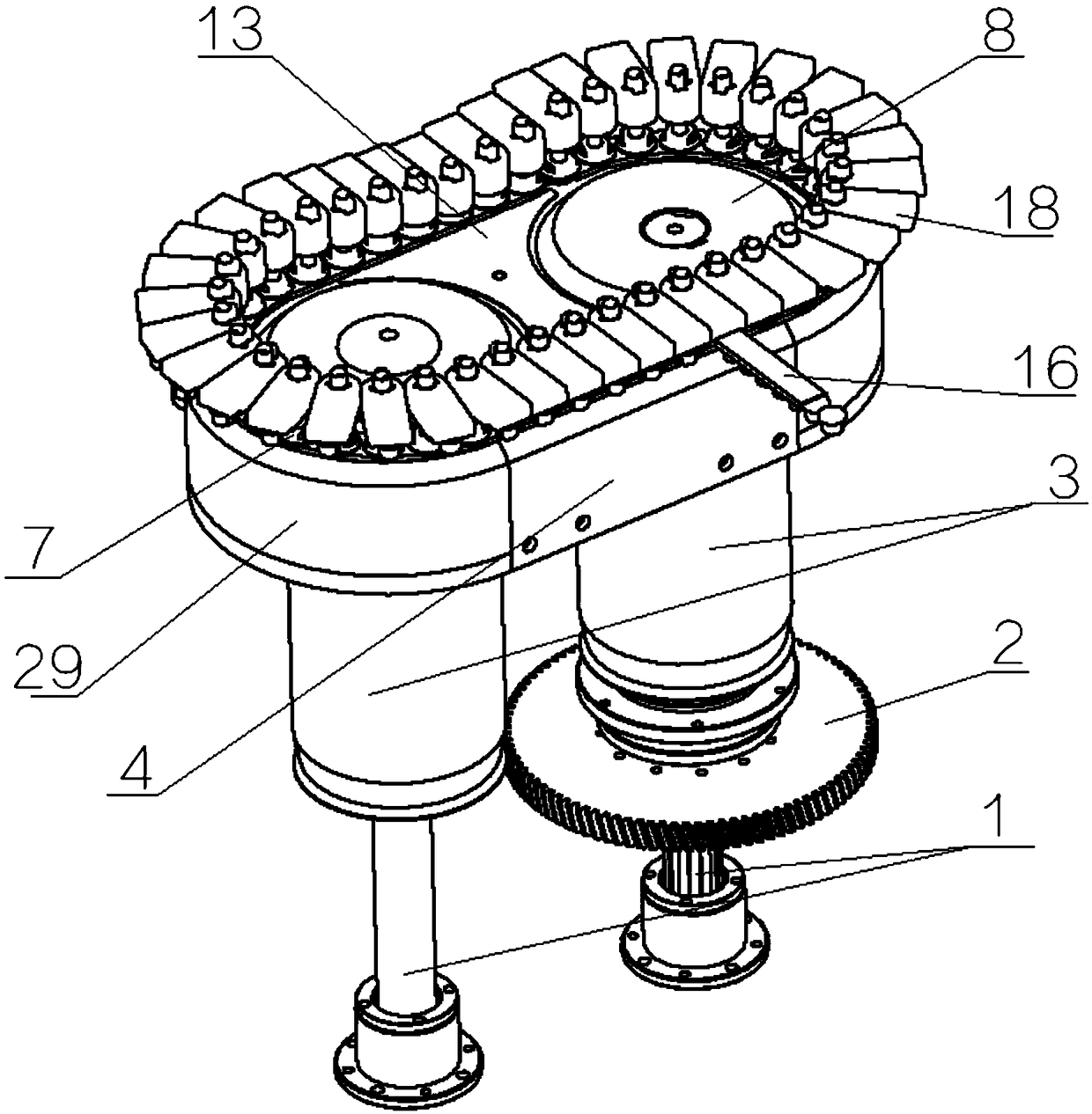 Vacuum air tank rail and chain type plug moving and adding mechanism