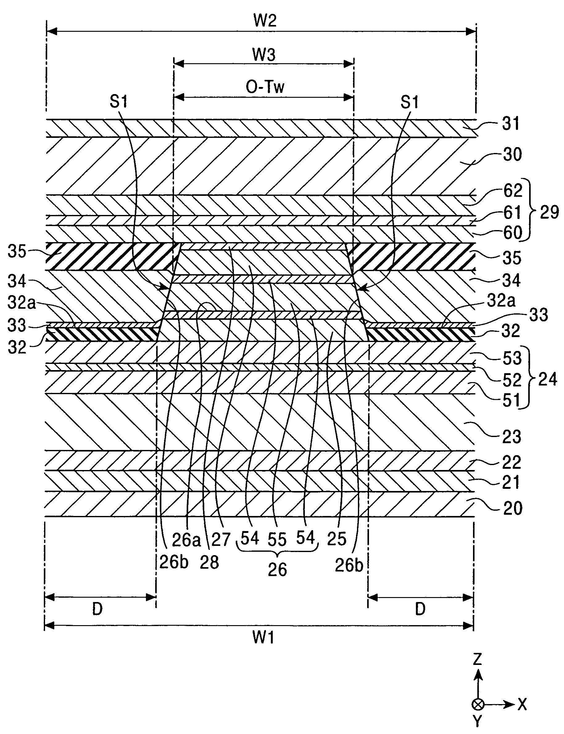 GMR magnetic sensing element having an antiferromagnetic layer extending beyond the track width and method for making the same