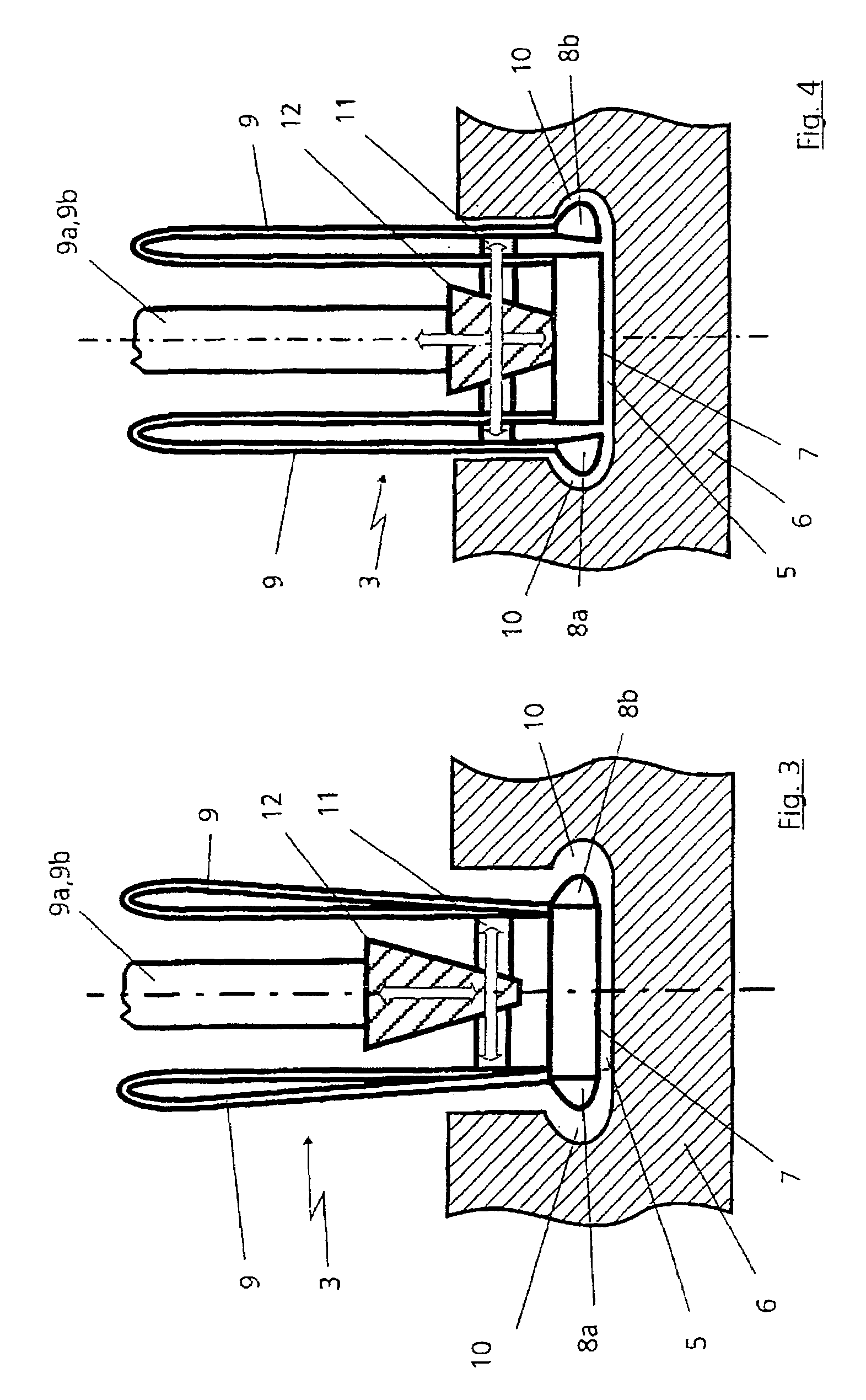 Apparatus for hardening a cylindrical bearing on a shaft by means of induction heating utilizing an elastic element