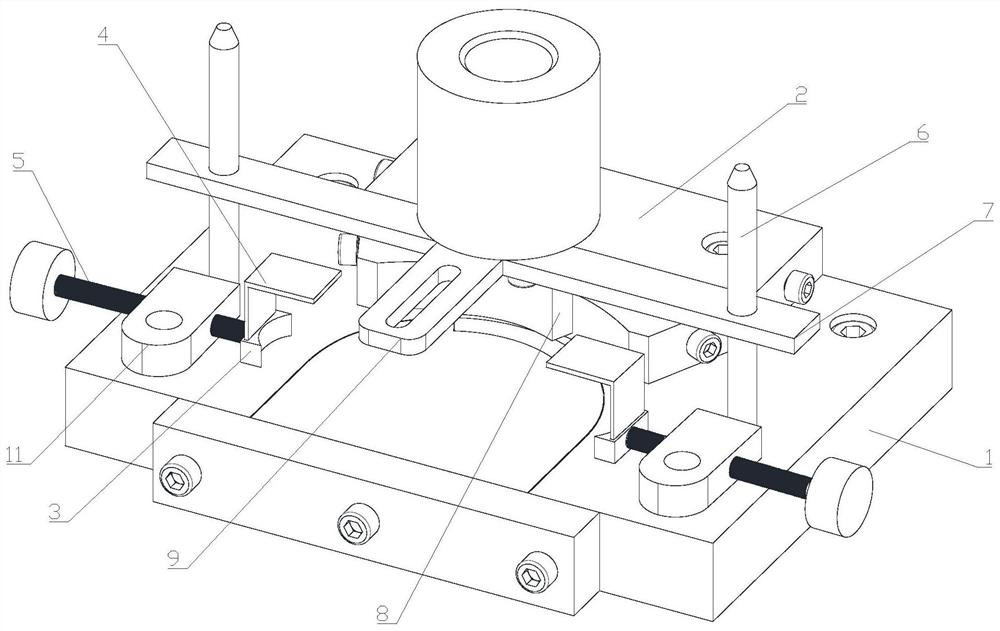 Stamping and shearing device for alternating current filter capacitor positioning sleeve and fixing mechanism thereof