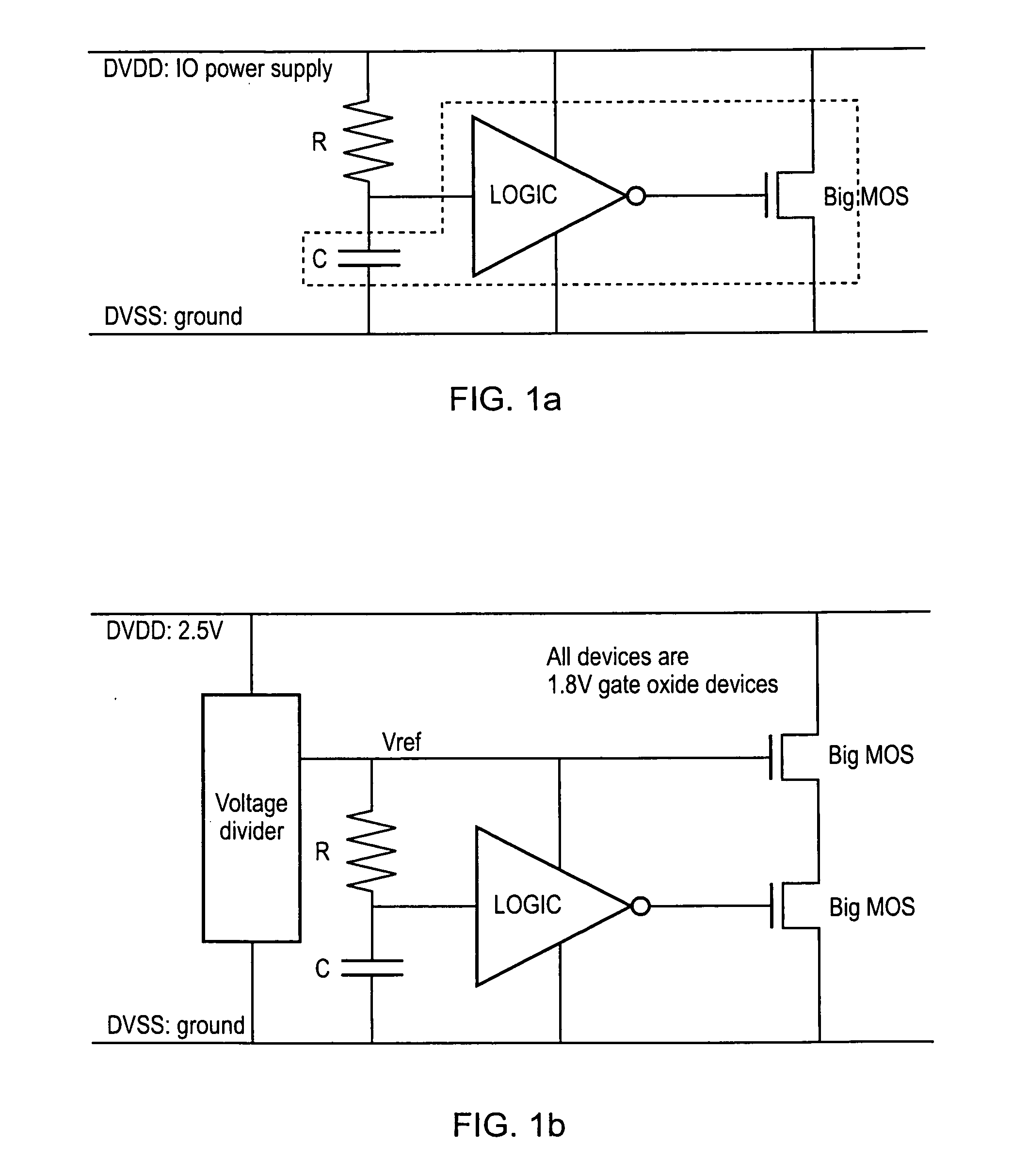 Electrostatic discharge protection device having an intermediate voltage supply for limiting voltage stress on components