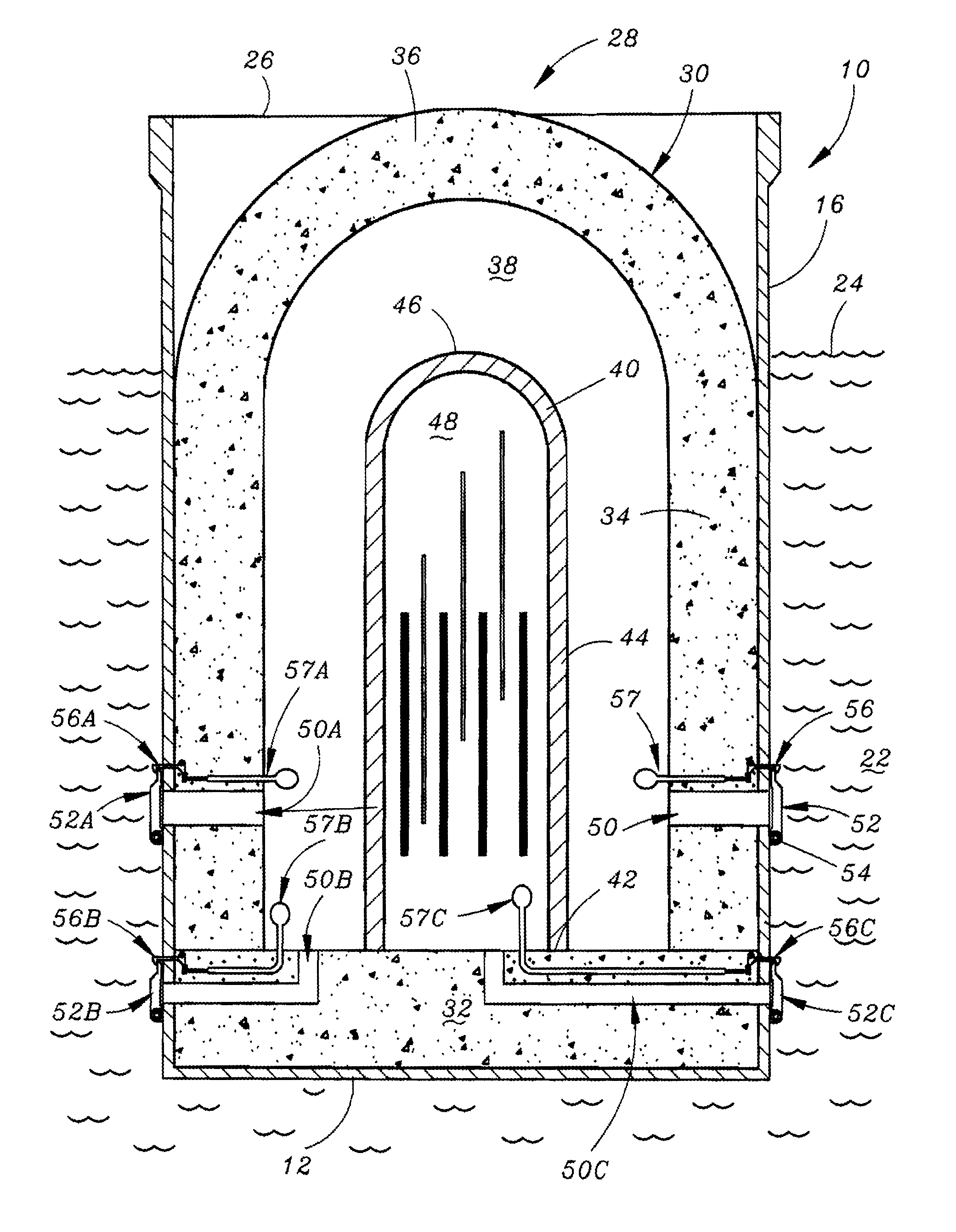 Floating nuclear power reactor with a self-cooling containment structure