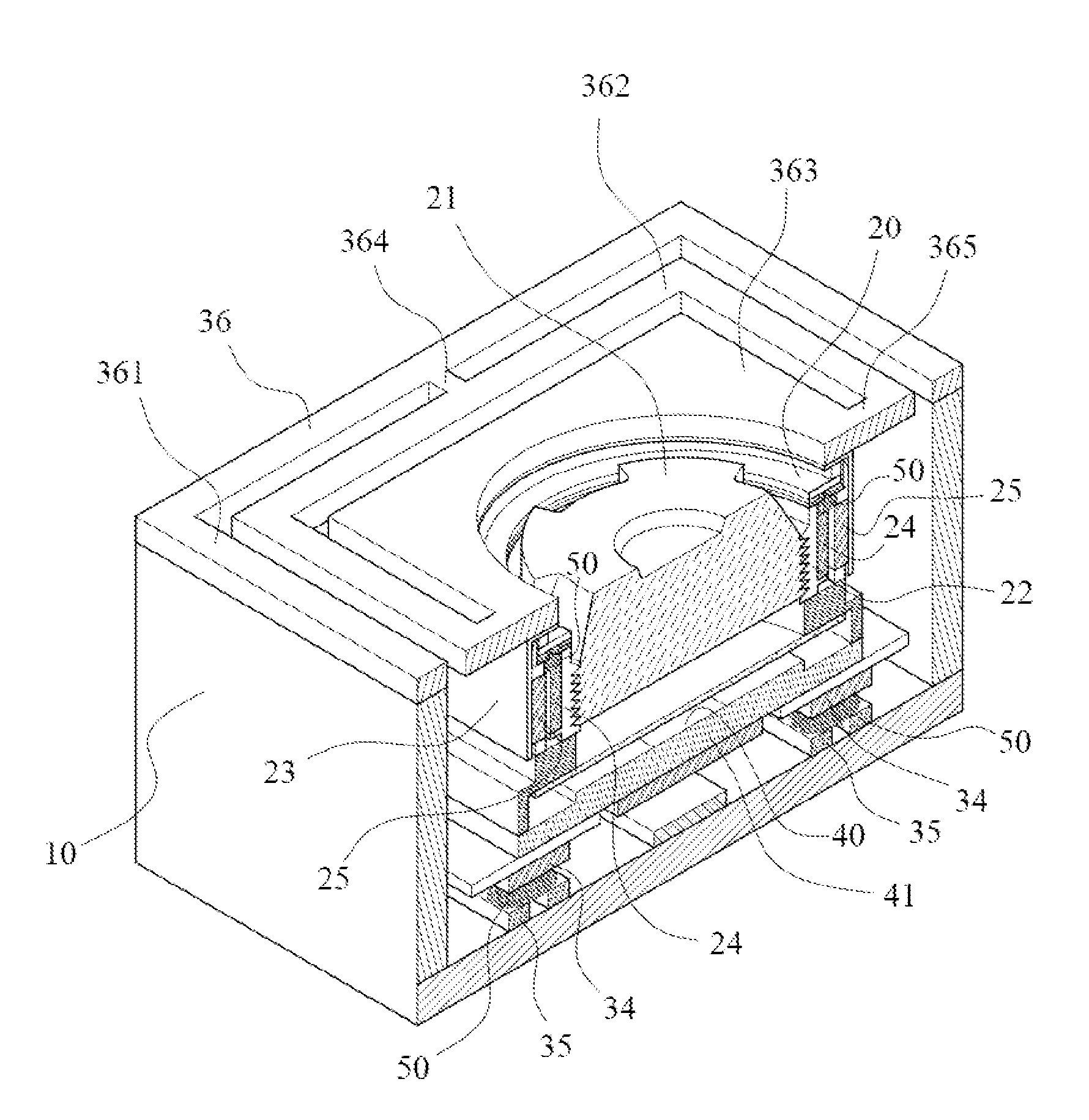 Method and structure for suppressing resonance in an Anti-shake lens focusing module