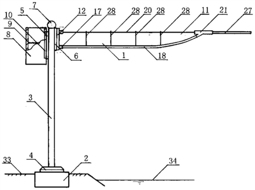 Cantilever type river bank bird perching frame and installation and construction method thereof