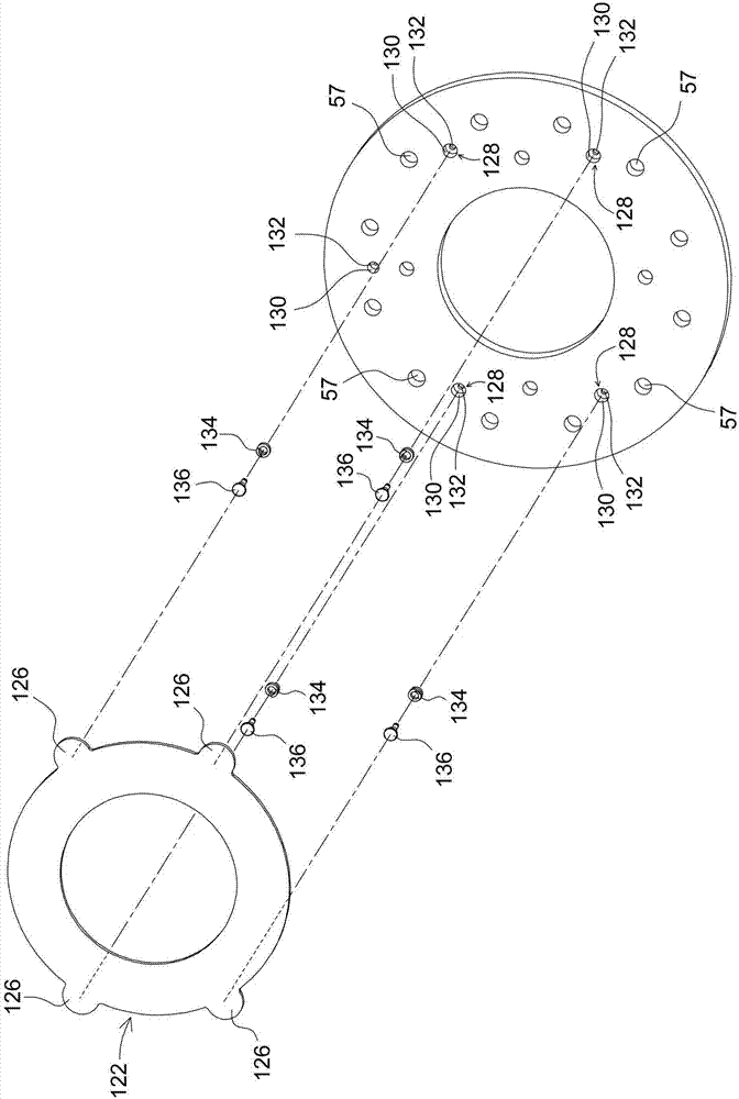 Retention pin having foot for holding spring in disc brake pack reaction plate during assembly and for operating stator disc