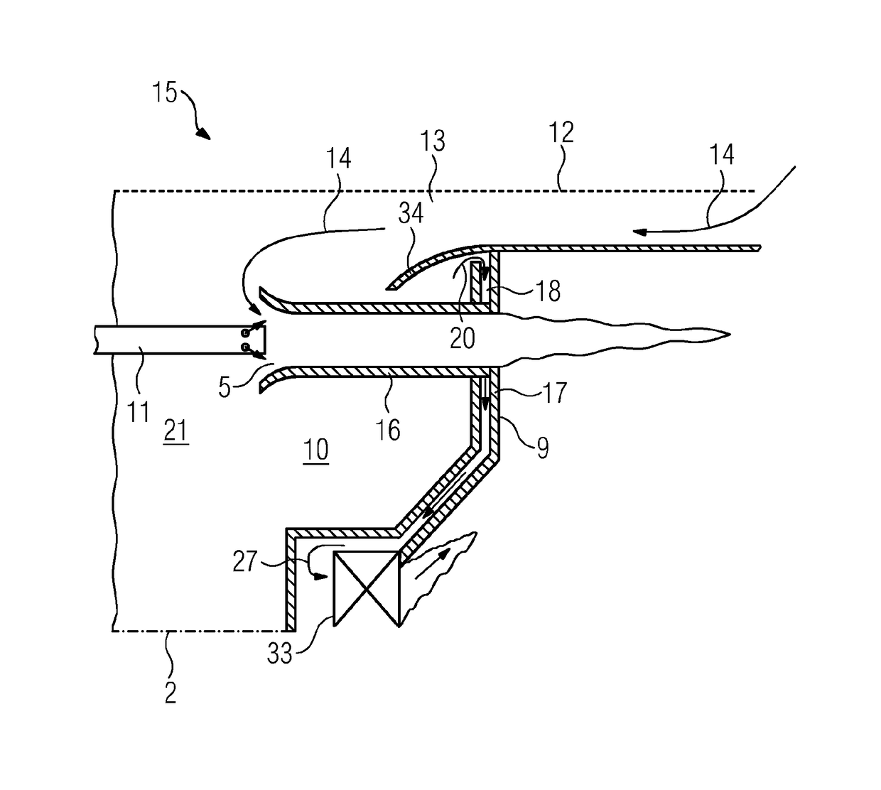 Jet burner with cooling duct in the base plate