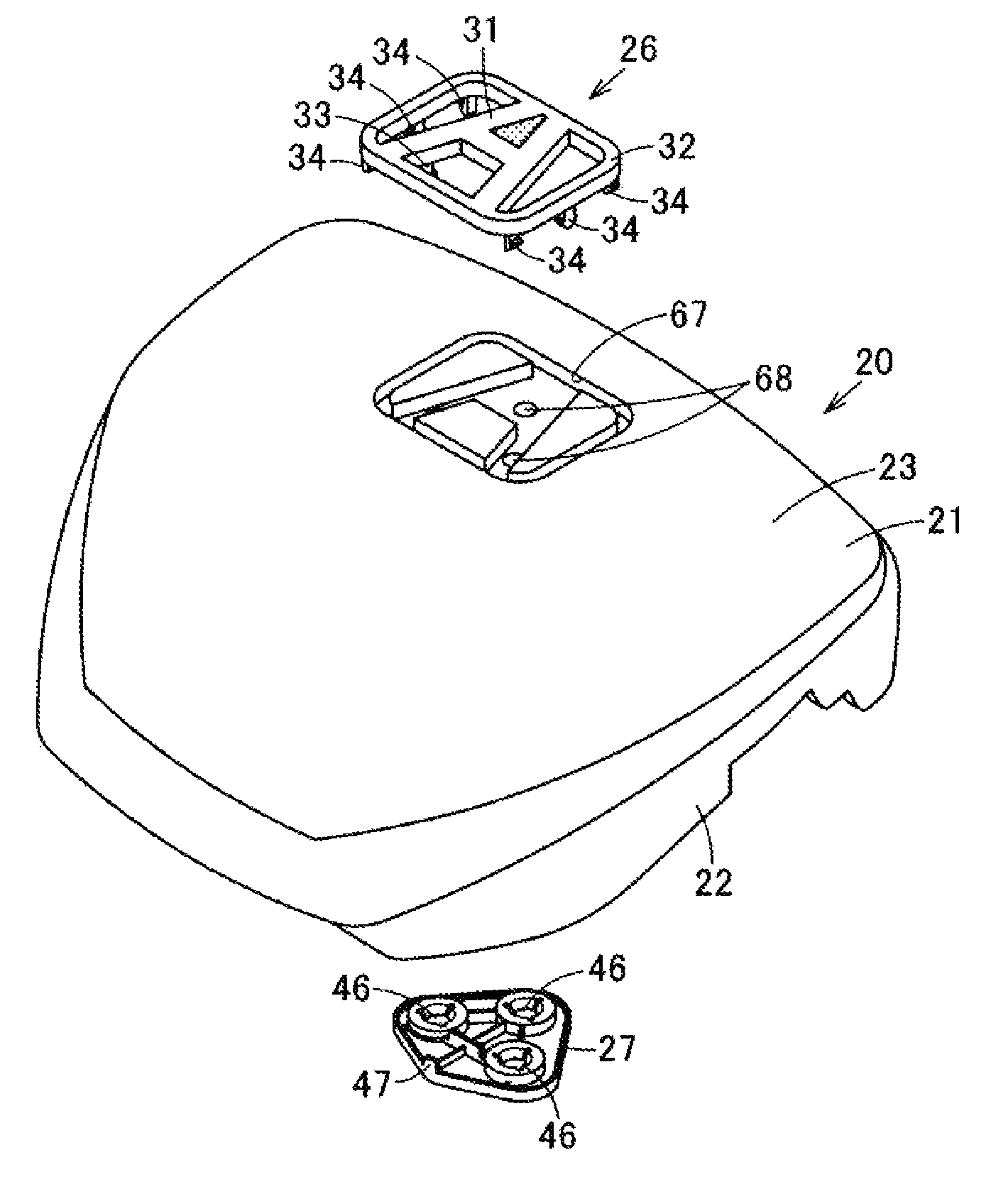 Cover body for airbag device
