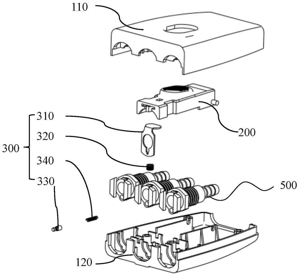 Connecting device, connector with same and heat exchange equipment