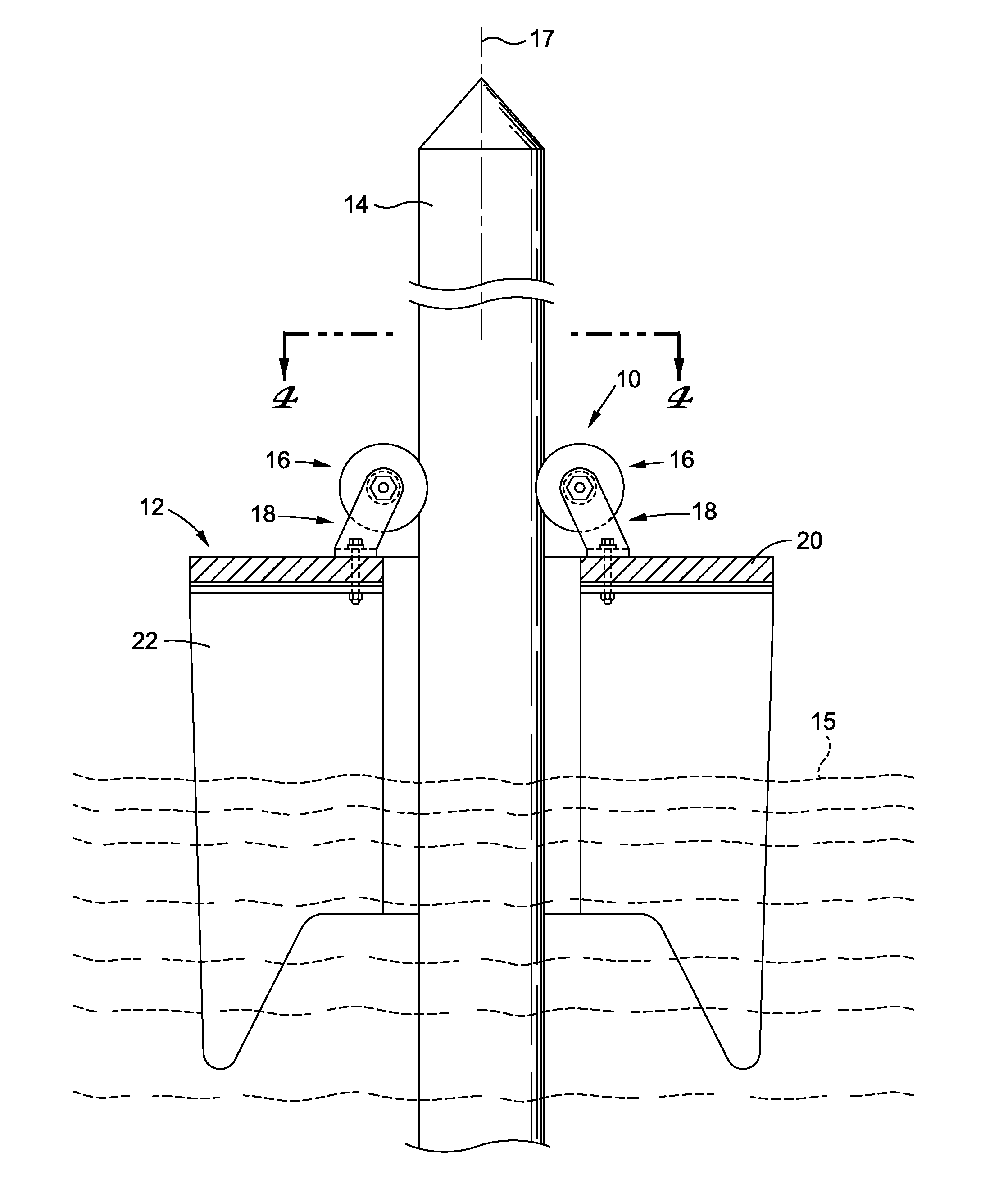 Compressible roller for use in stabilizing a floating dock