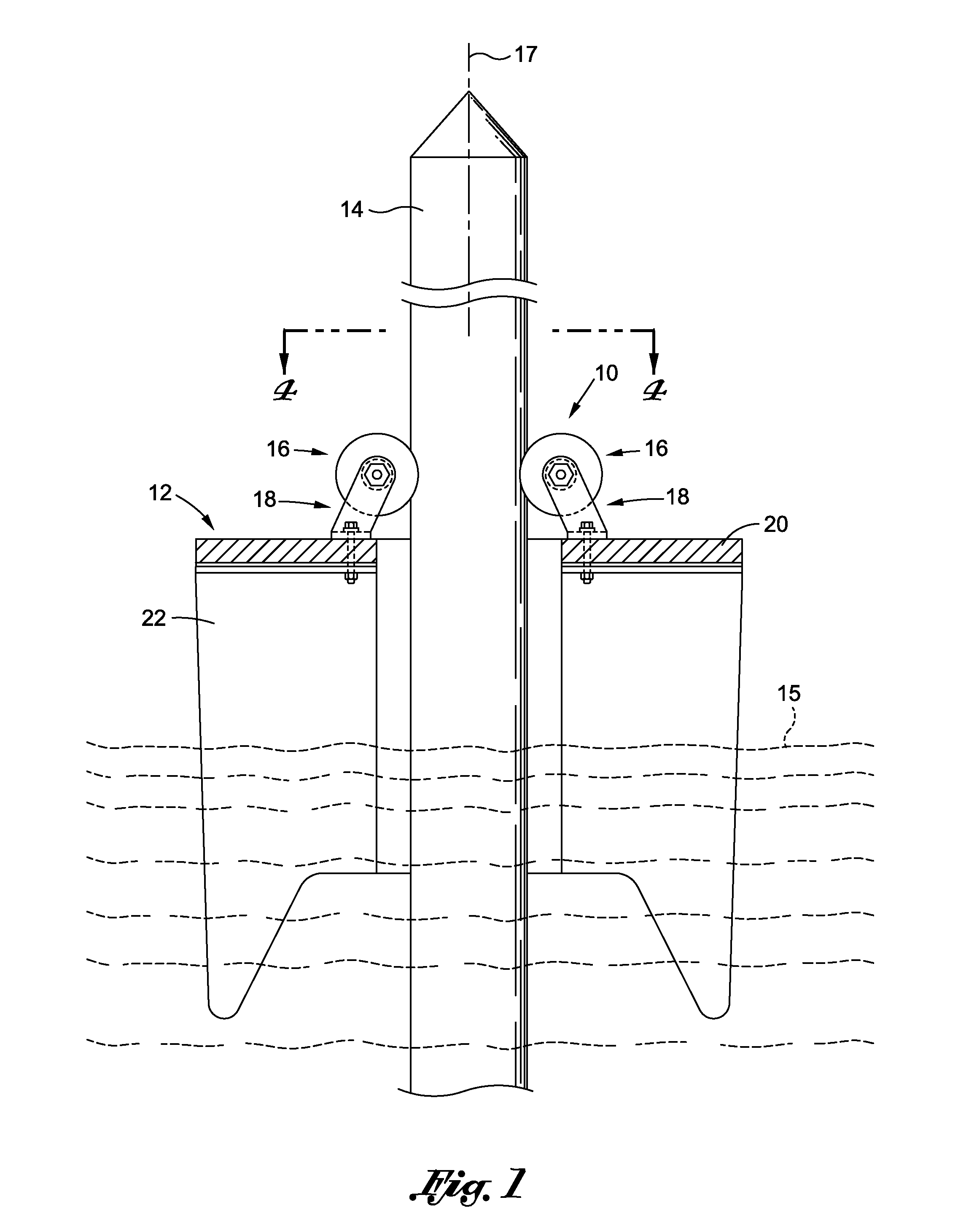 Compressible roller for use in stabilizing a floating dock