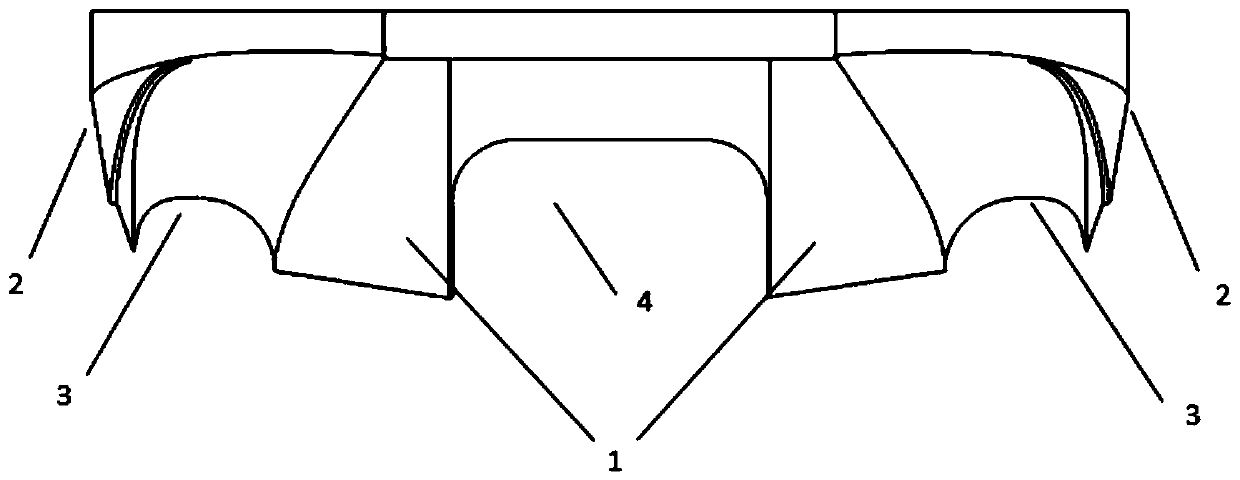 Planing boat with three-channel structure